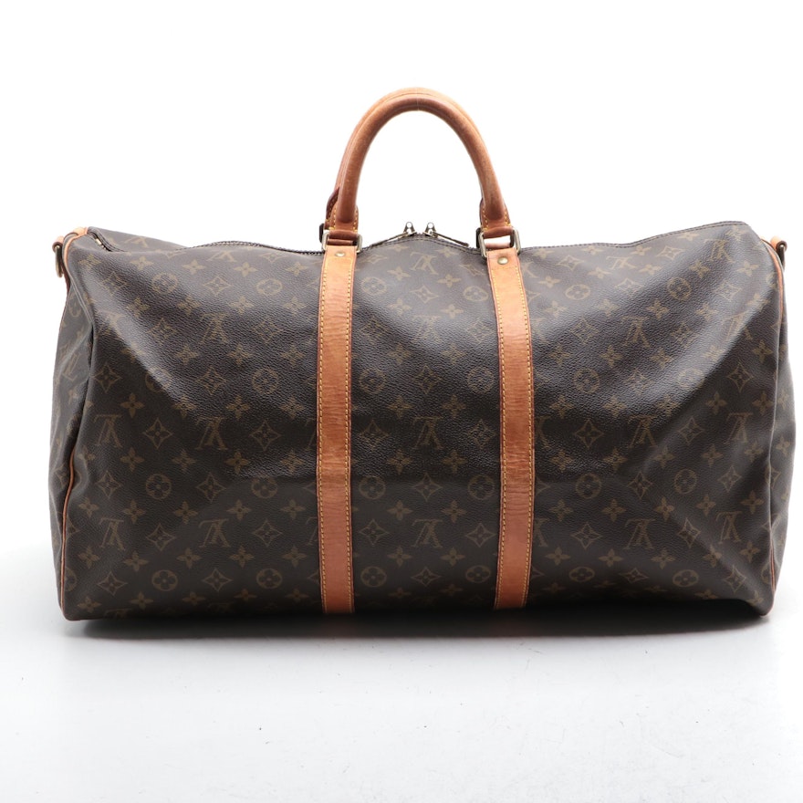 Louis Vuitton Keepall Bandouliére 55 in Monogram Canvas and Vachetta Leather