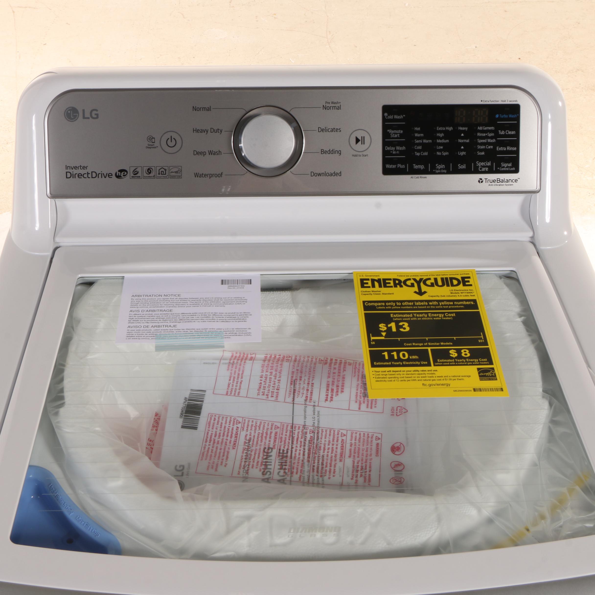 LG 5.0 Cu. Ft. White Wi-Fi Enabled Top Load Washer