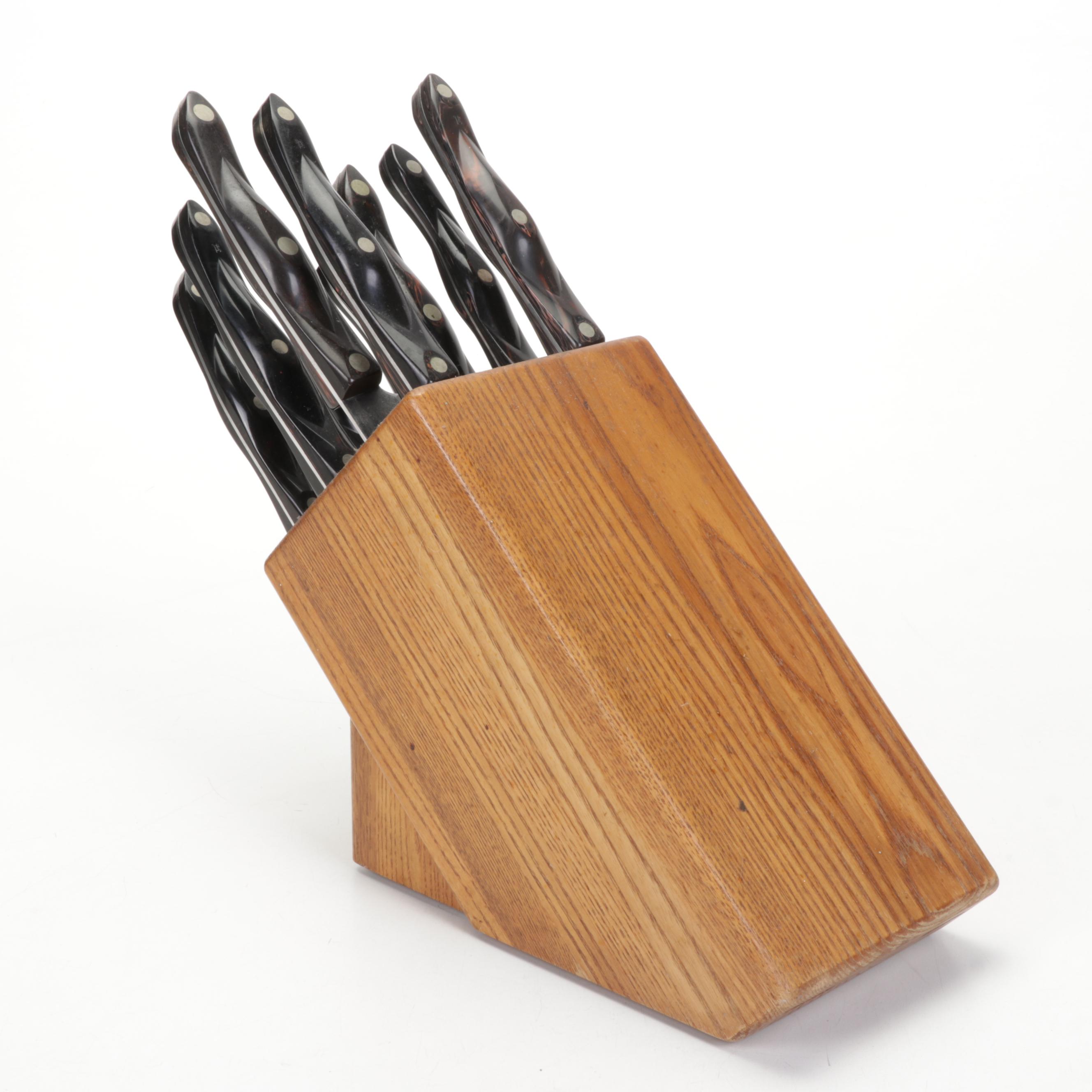 Cutco Kitchen Knives Set and Oak Storage Block