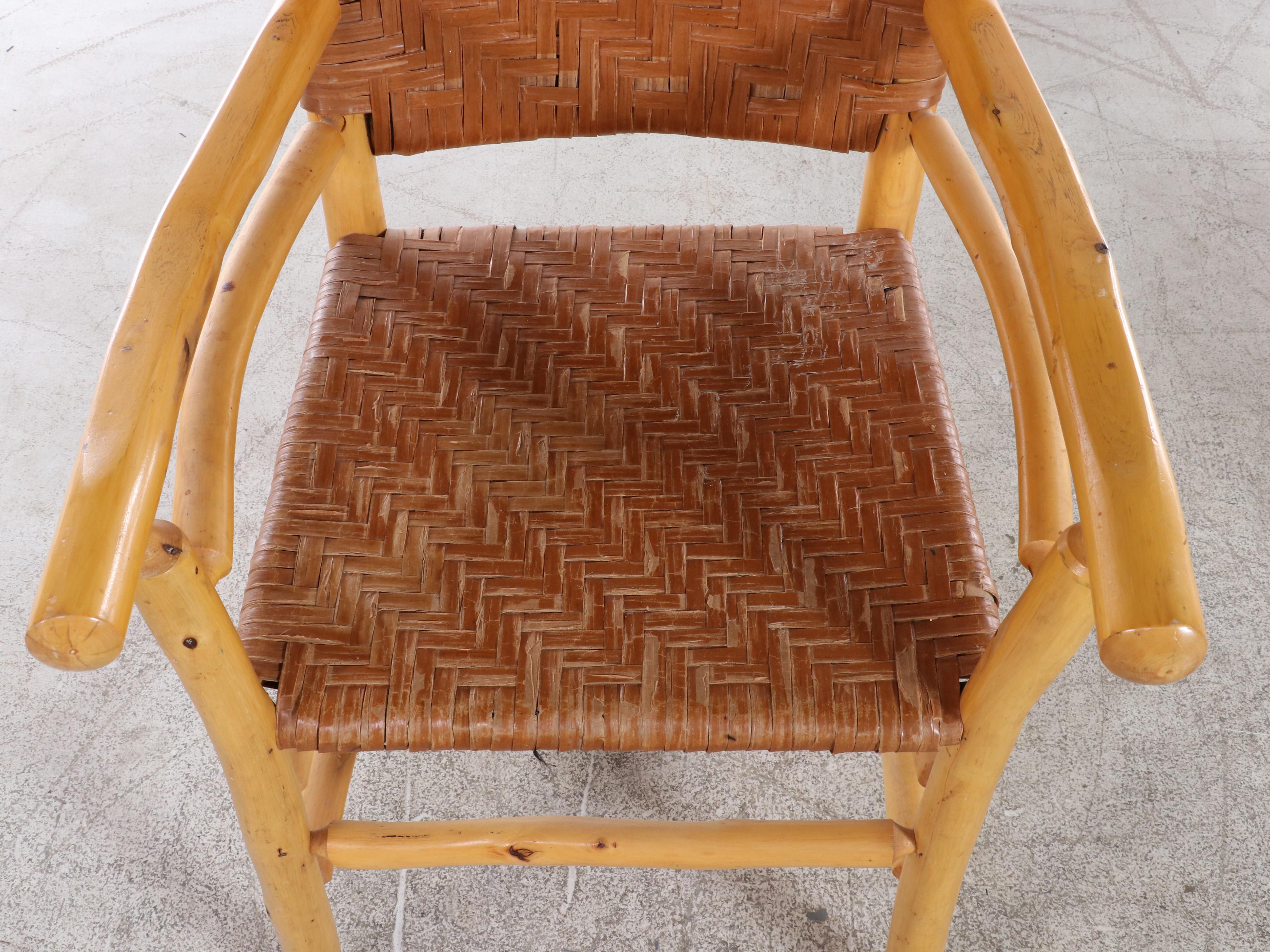 Pair of Old Hickory Furniture Co. Rustic Twig and Splint-Woven Armchairs