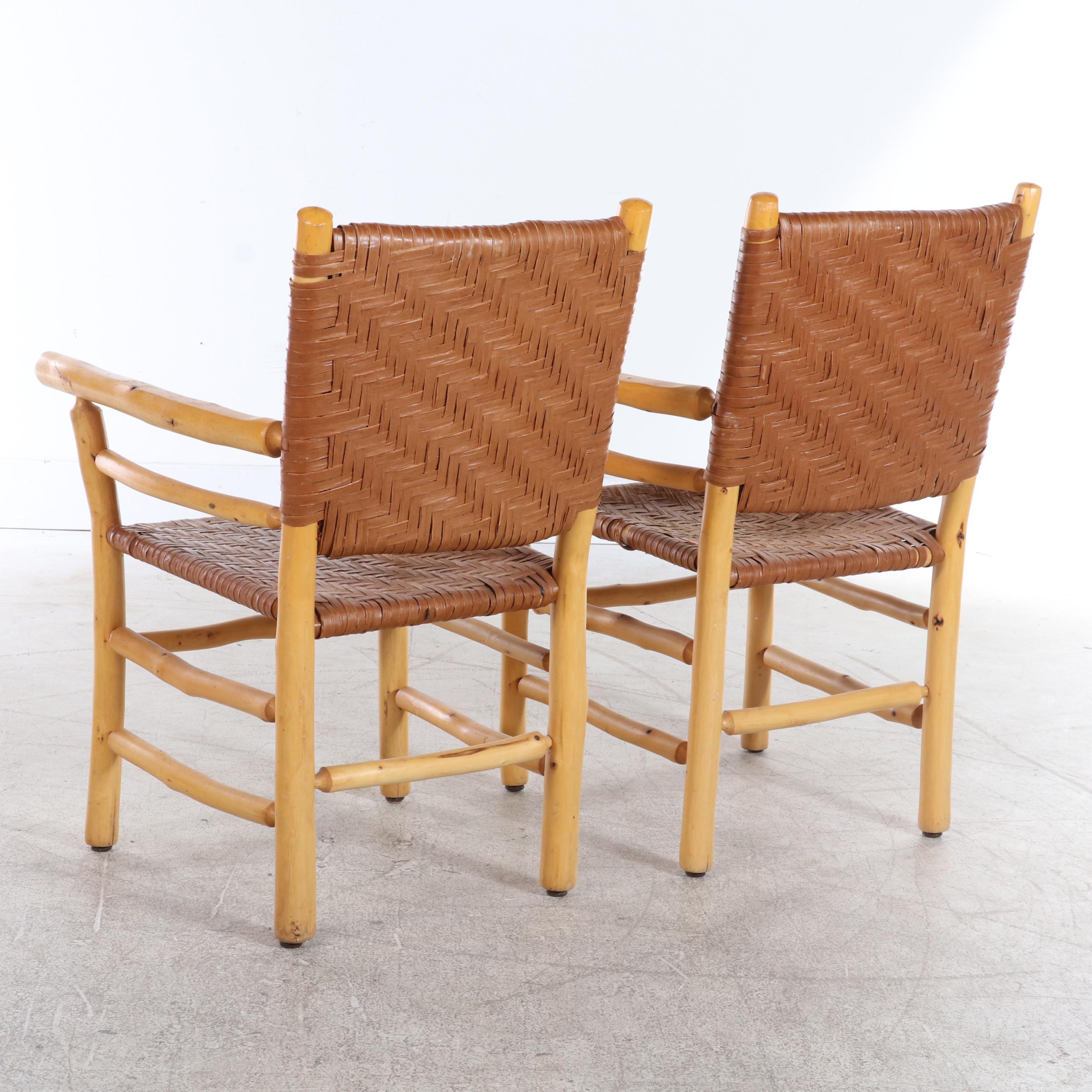 Pair of Old Hickory Furniture Co. Rustic Twig and Splint-Woven Armchairs