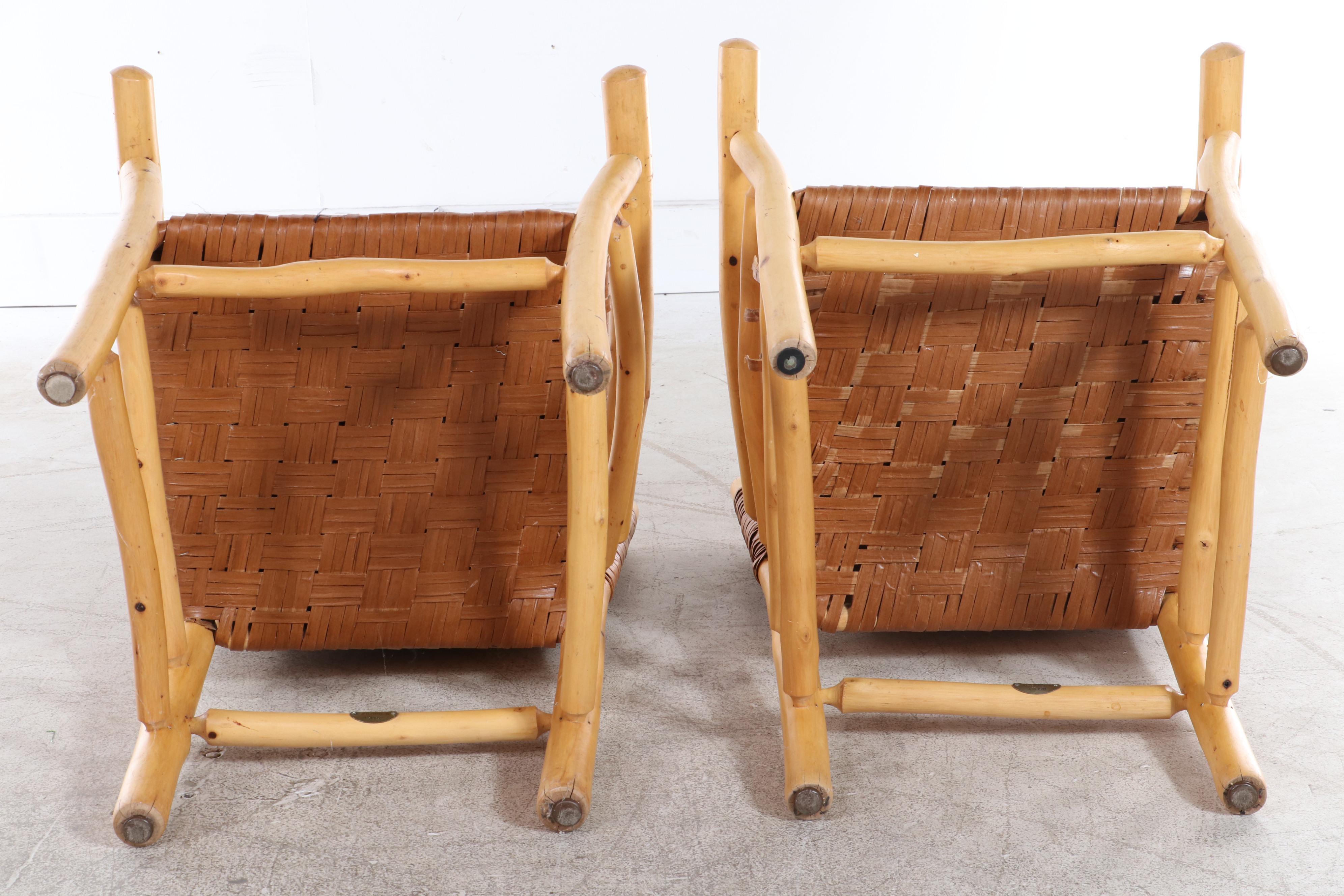 Pair of Old Hickory Furniture Co. Rustic Twig and Splint-Woven Armchairs