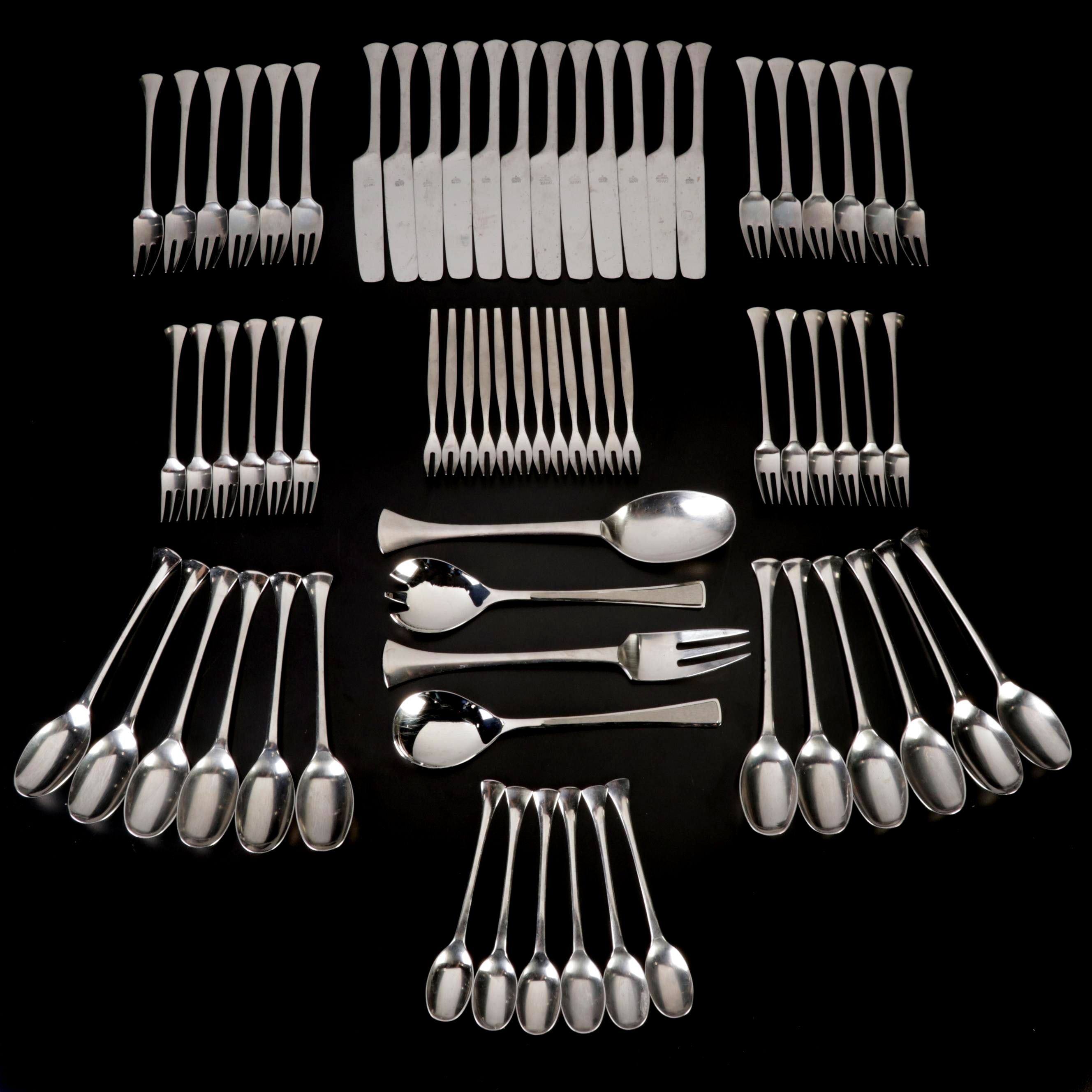 Dansk Danish Modern Style "Thistle" Stainless Steel Flatware, 1969-1996