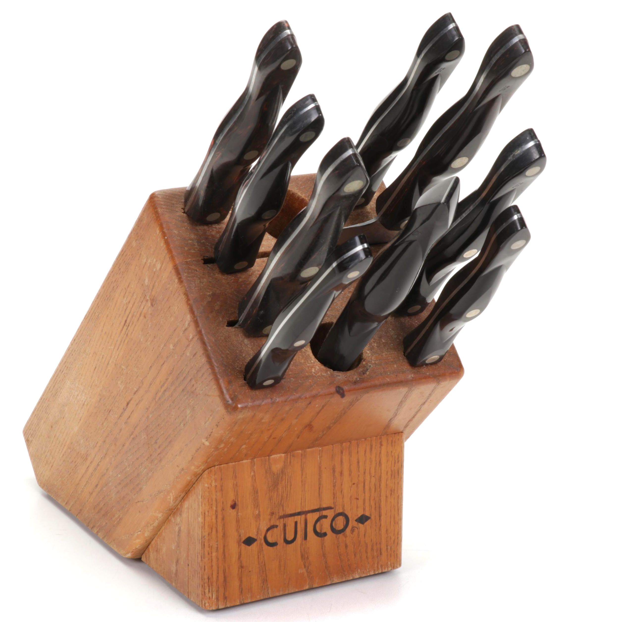 Cutco Kitchen Knives Set and Oak Storage Block