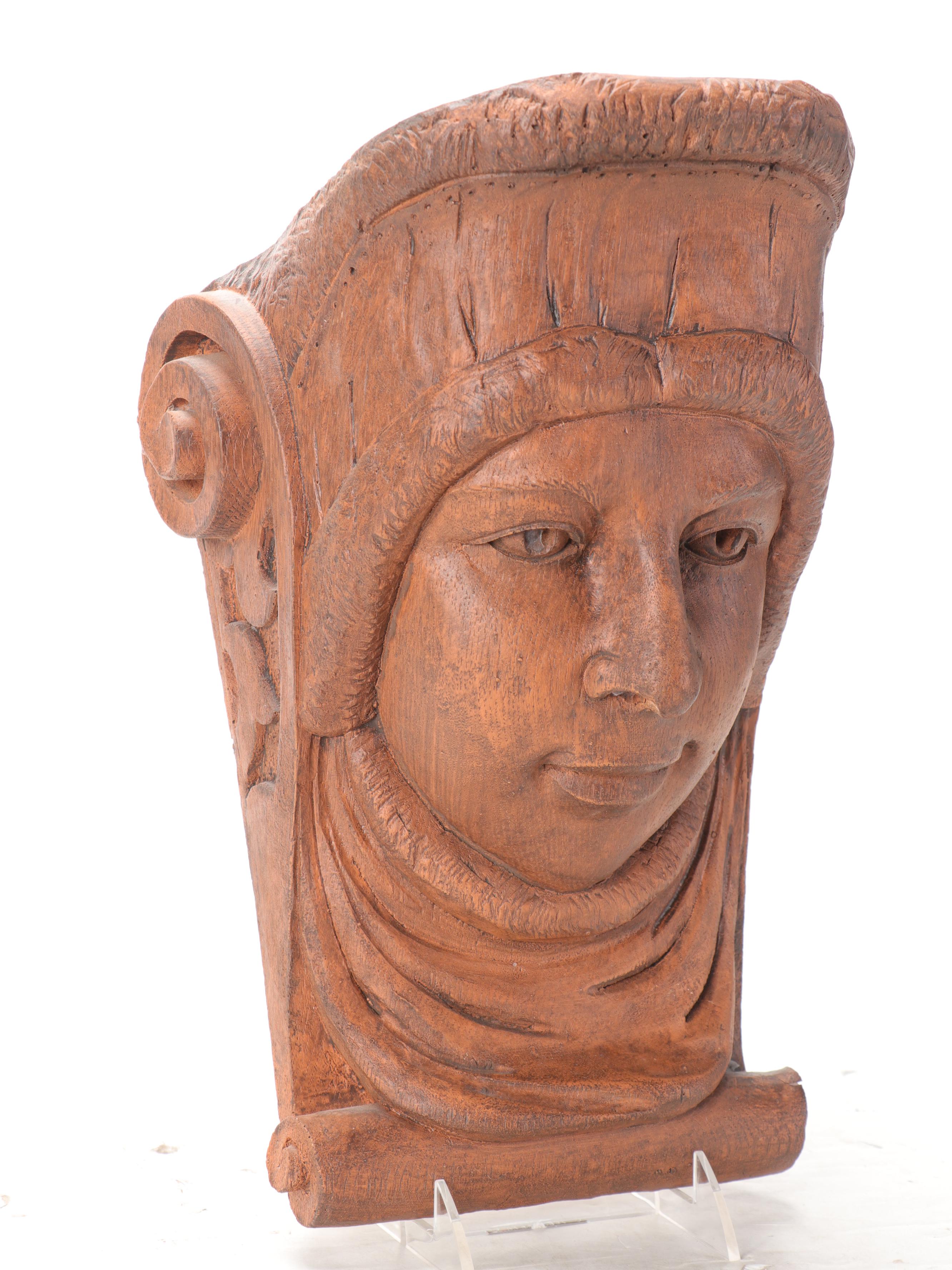Wood Grain Resin Medieval Style Face Corbels
