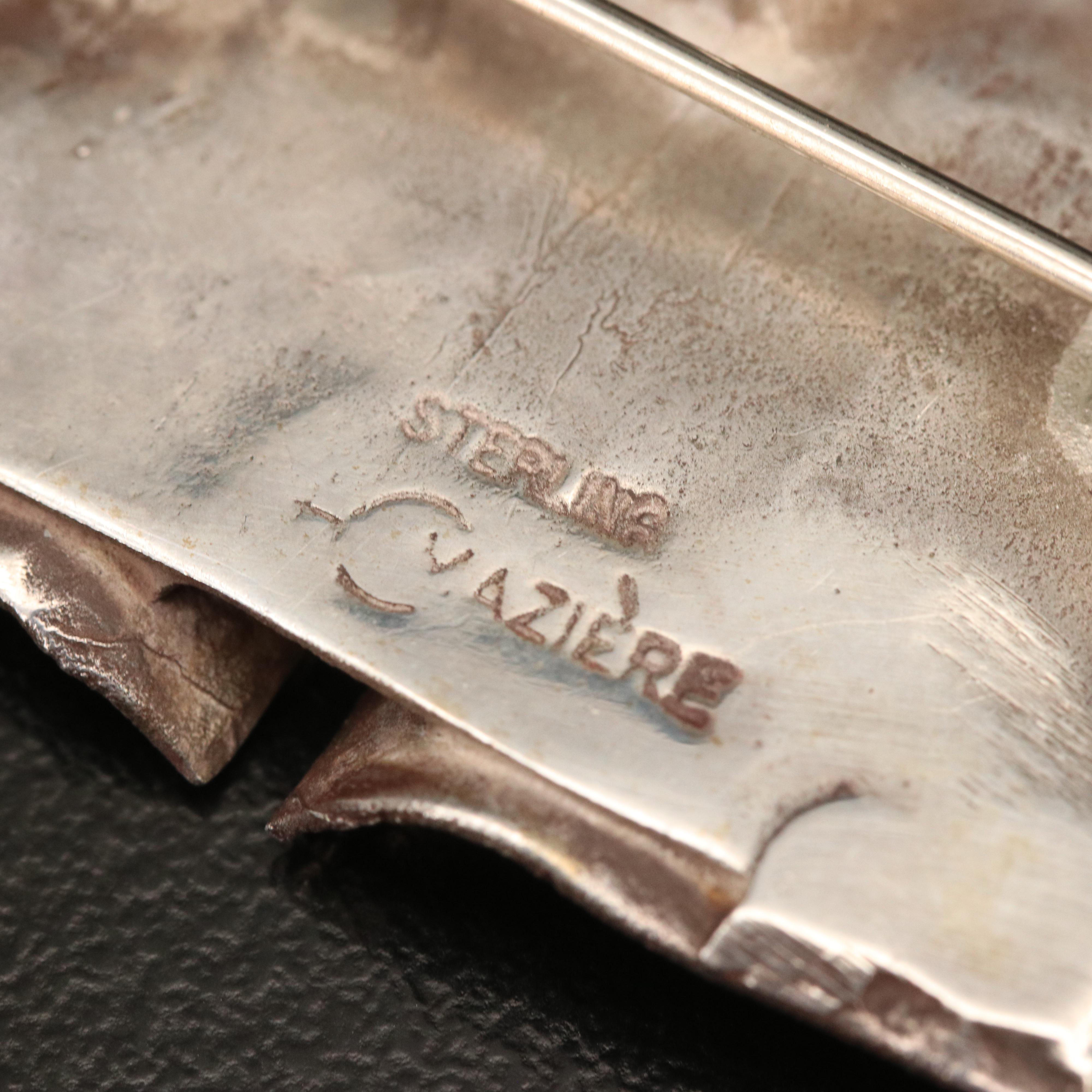 Sterling Brooch and Earring Selection with Castle and Fish Brooches