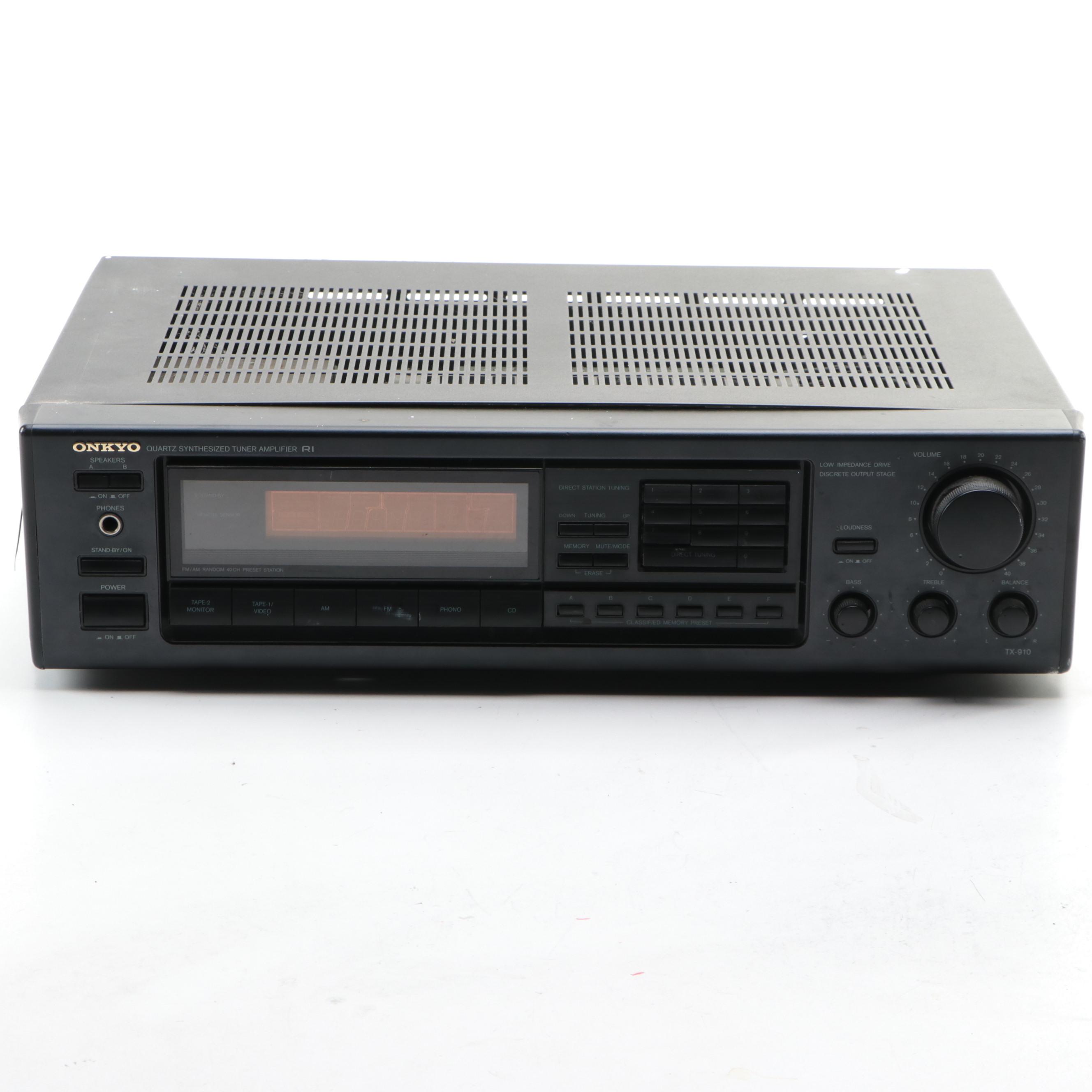 Onkyo Model TX-910 Quartz Synthesized Tuner Amplifier Receiver, Late 20th C.