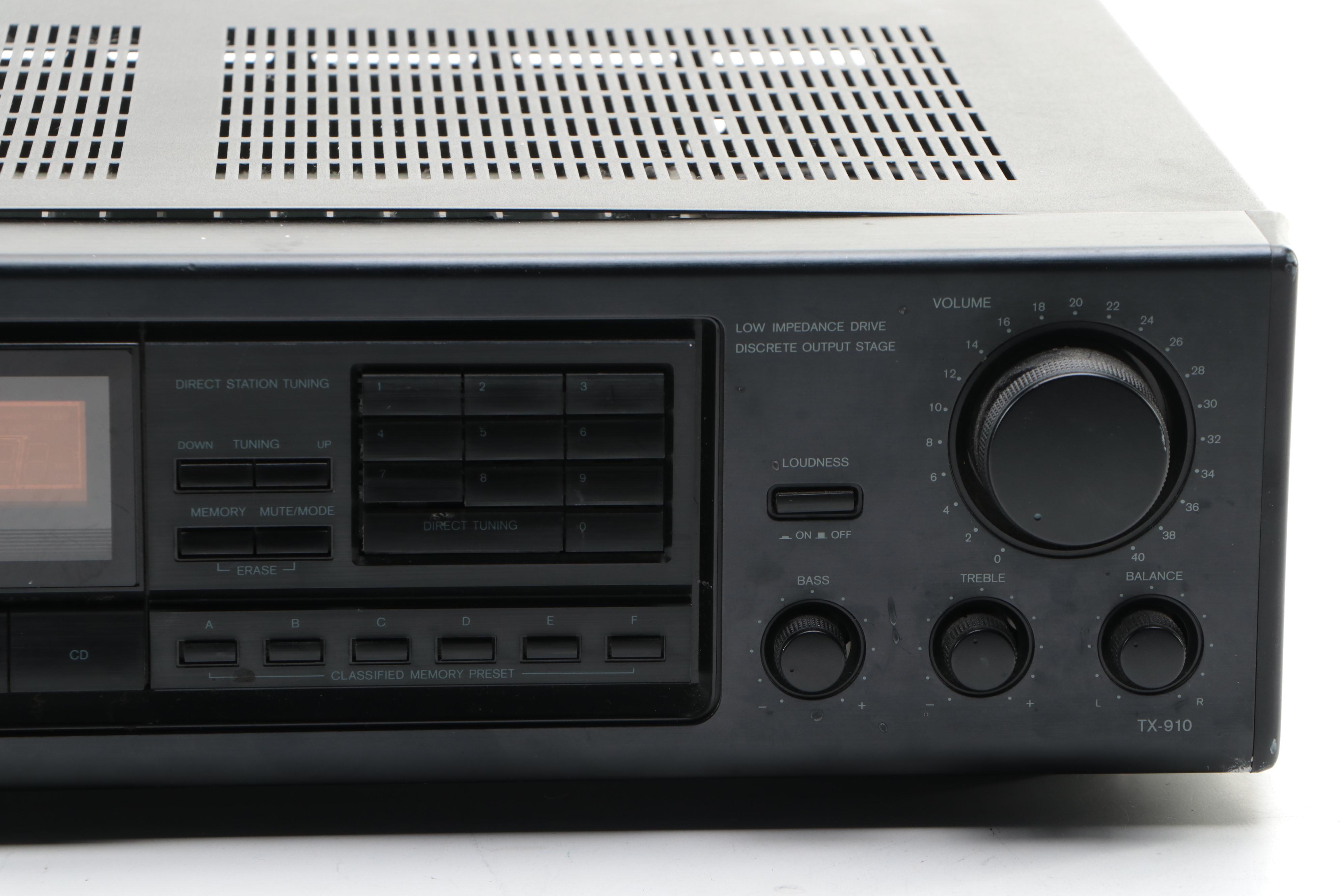 Onkyo Model TX-910 Quartz Synthesized Tuner Amplifier Receiver, Late 20th C.