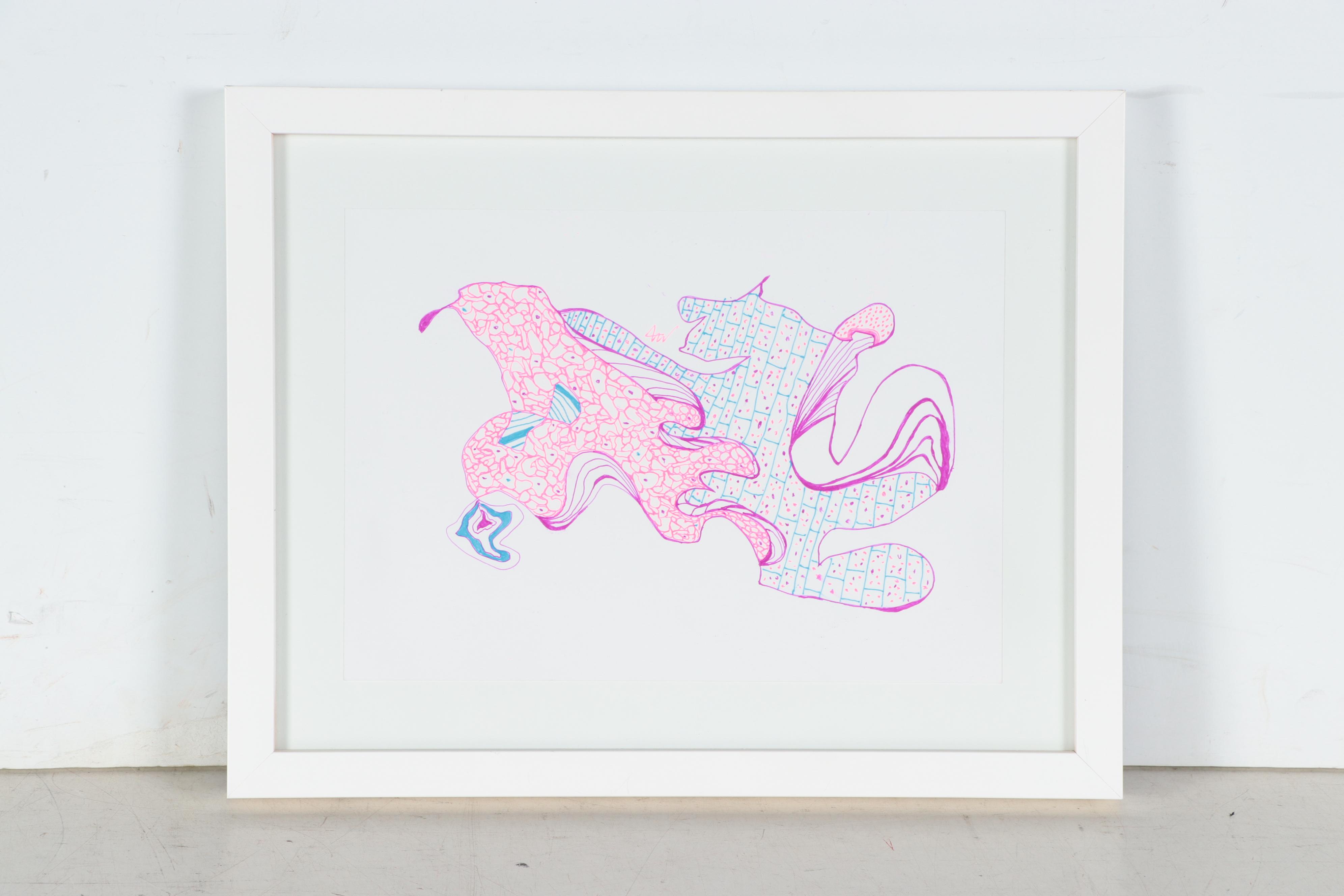 Lois Walker Abstract Color Ink Drawings, 21st Century