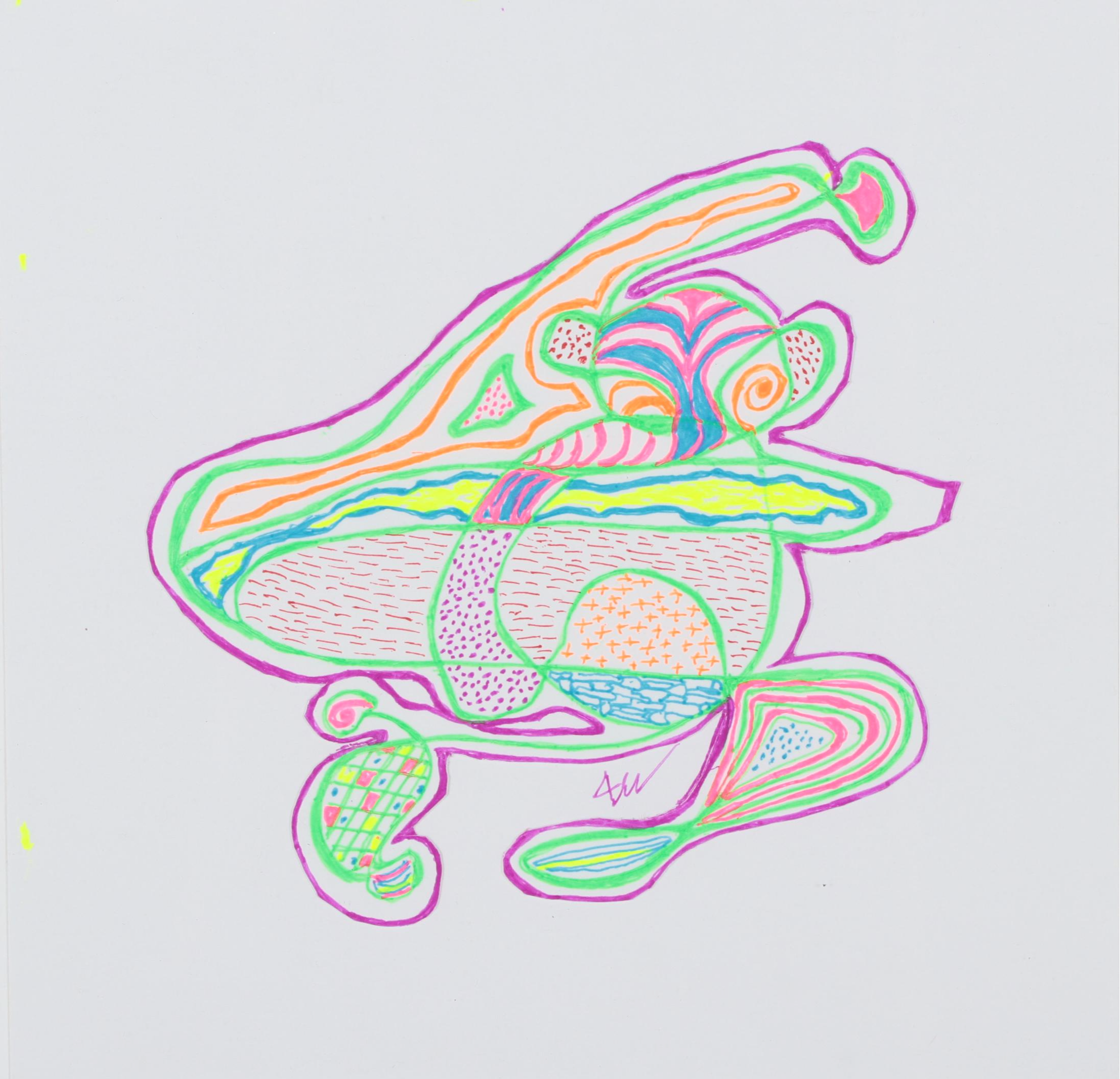 Lois Walker Abstract Color Ink Drawings, 21st Century