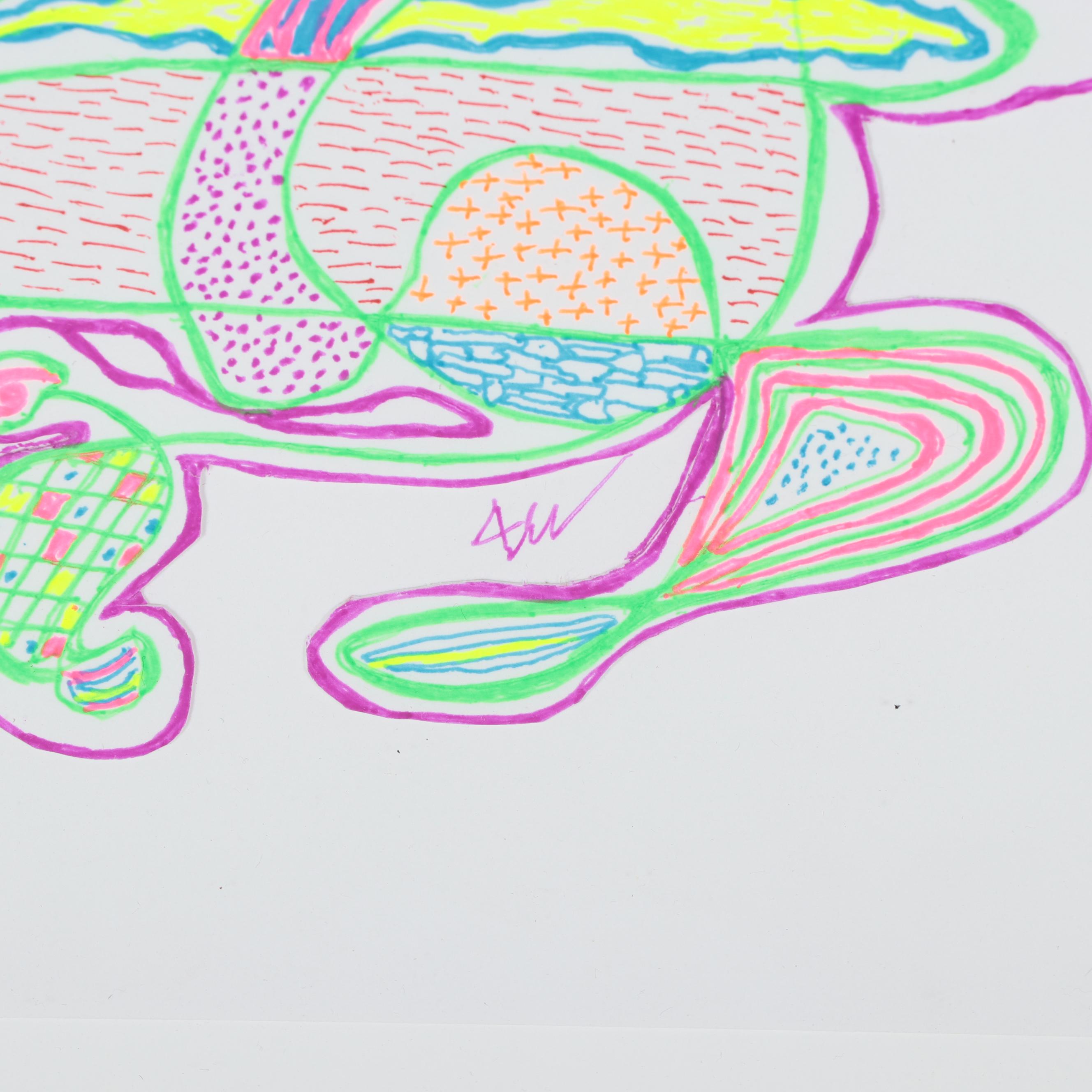 Lois Walker Abstract Color Ink Drawings, 21st Century