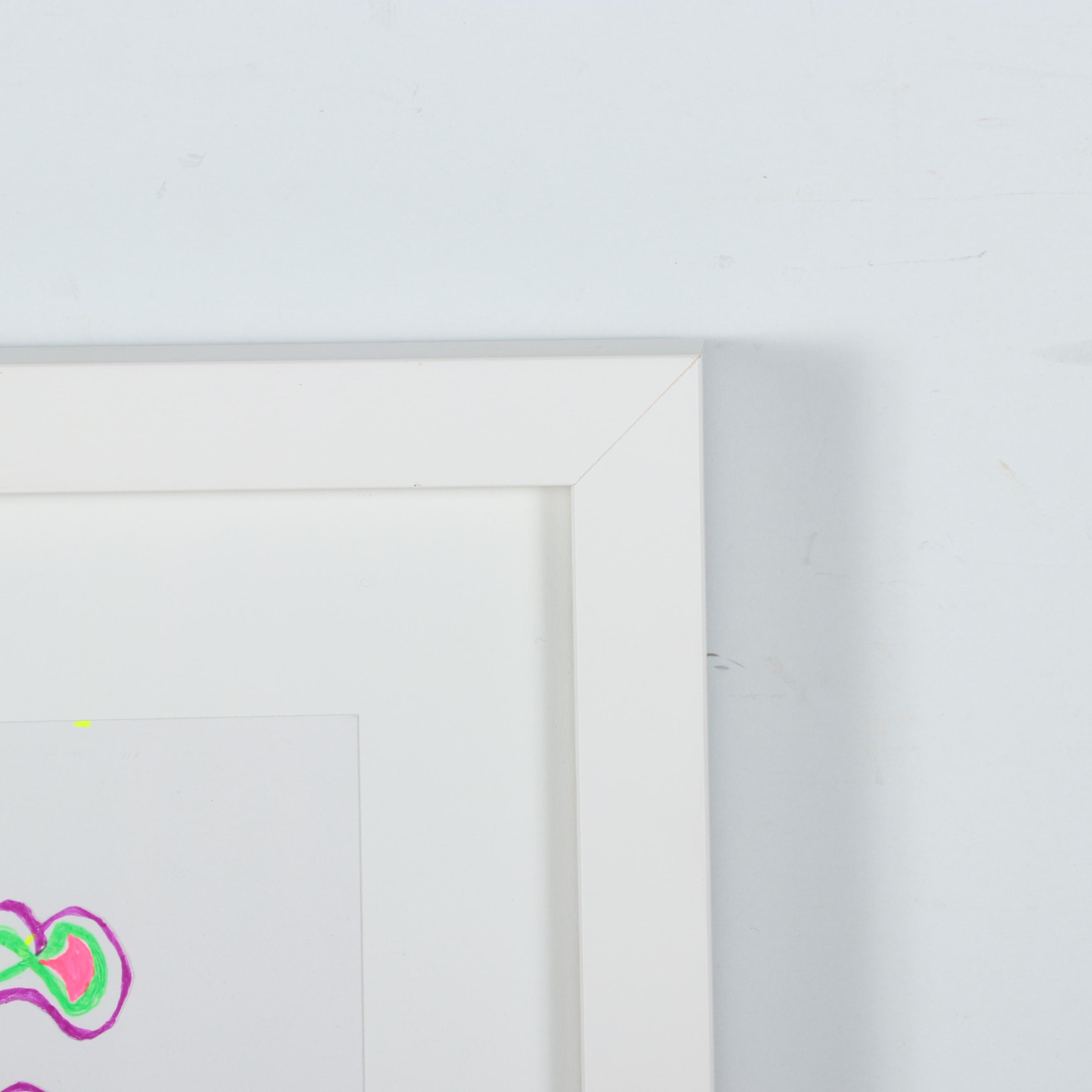 Lois Walker Abstract Color Ink Drawings, 21st Century