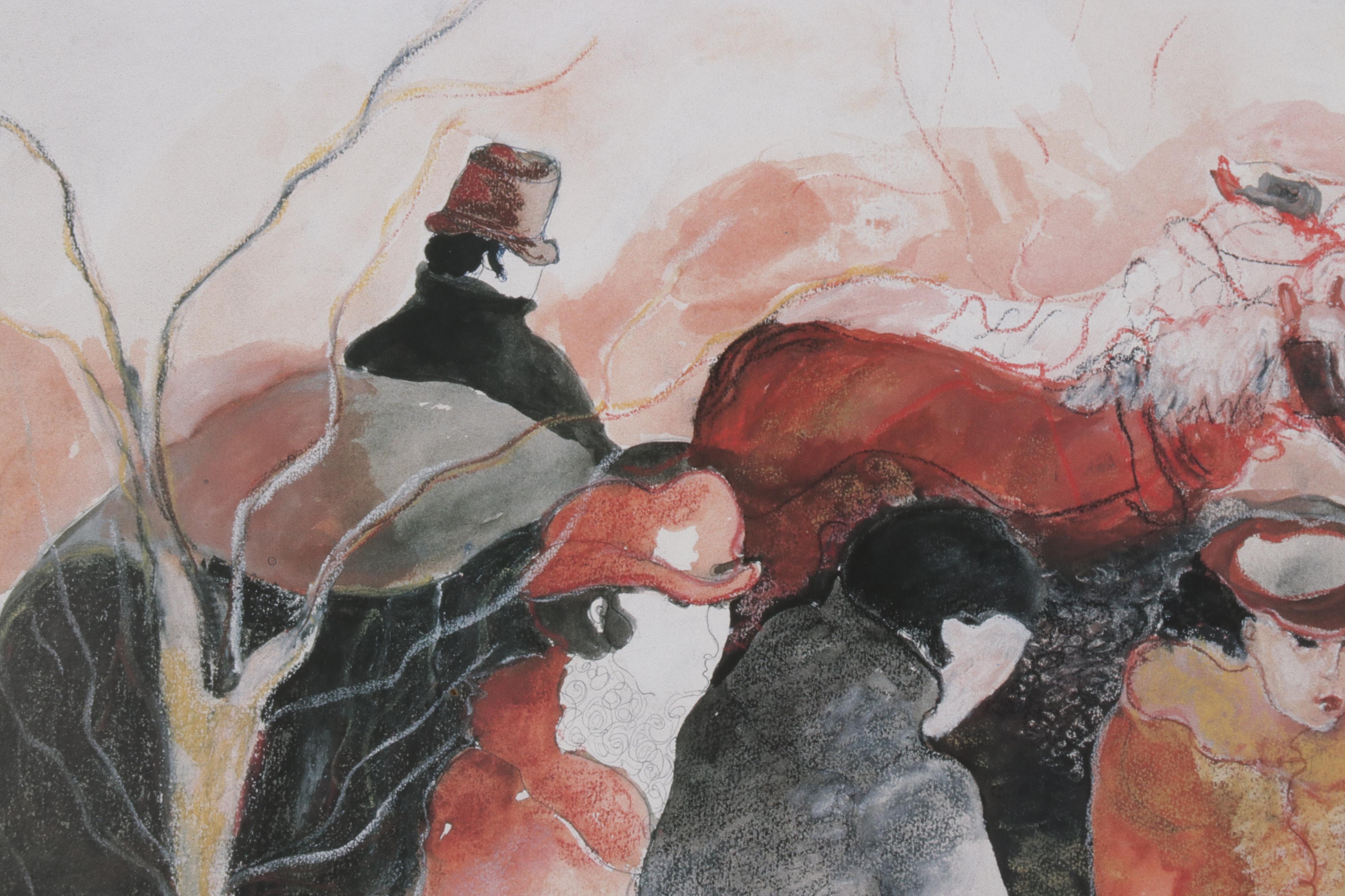 Zule Moskowitz Offset Lithograph "Figures," Late 20th-21st Century