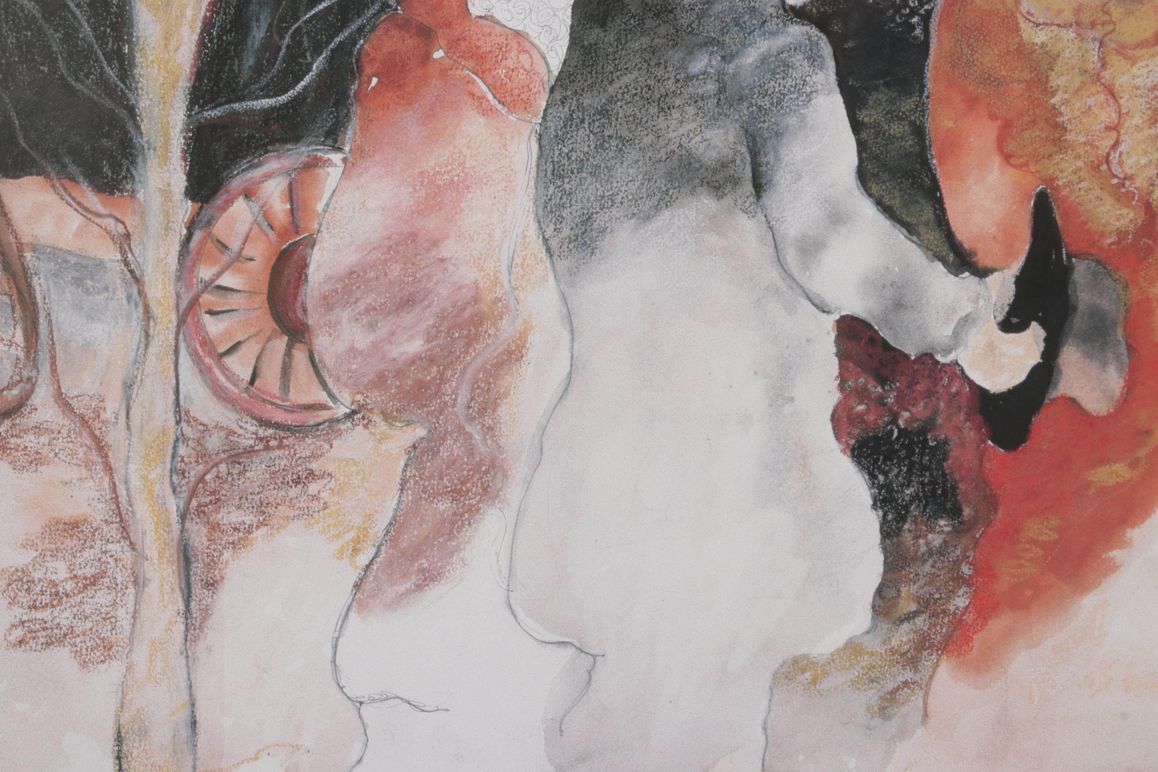 Zule Moskowitz Offset Lithograph "Figures," Late 20th-21st Century