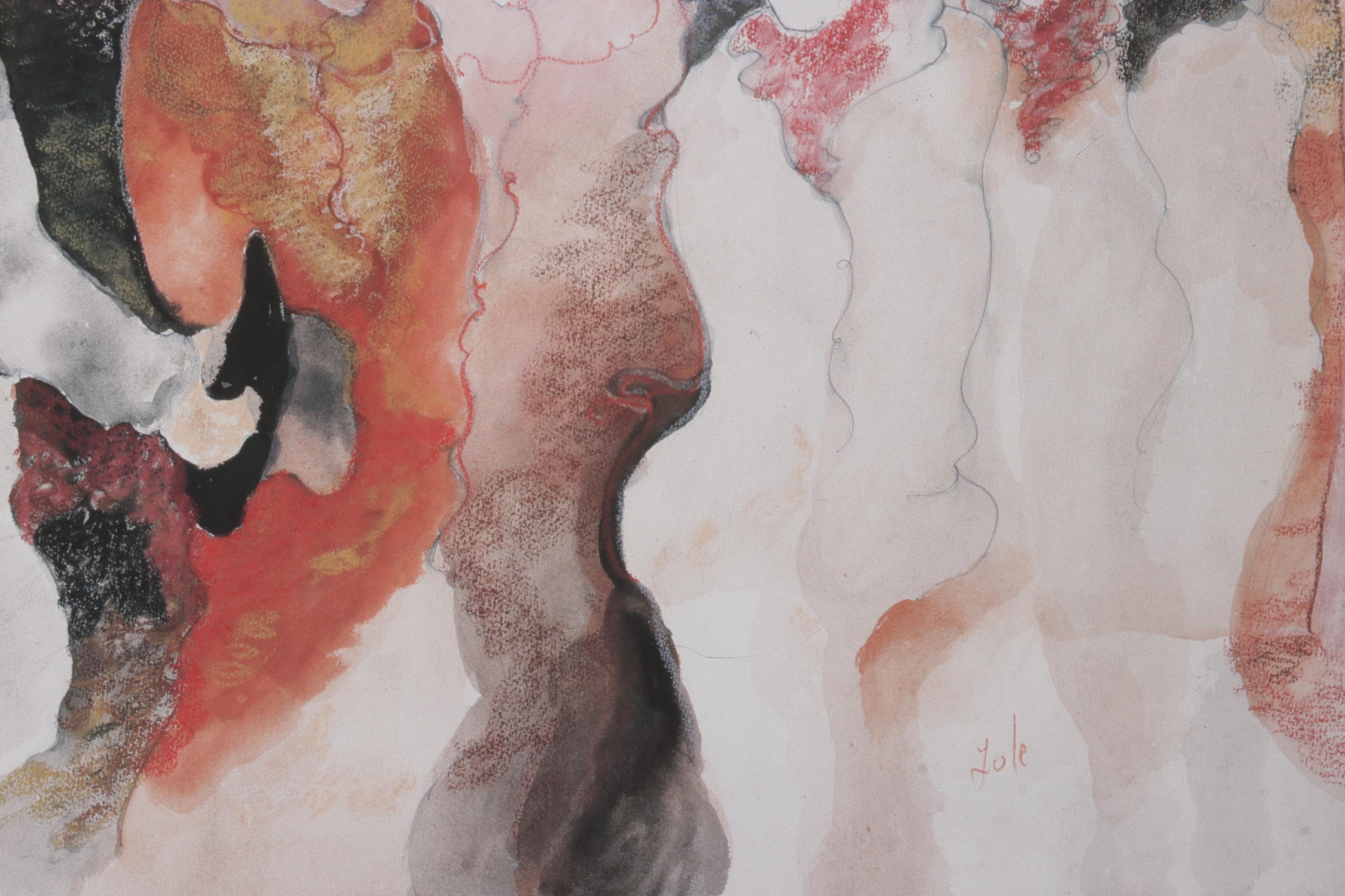 Zule Moskowitz Offset Lithograph "Figures," Late 20th-21st Century