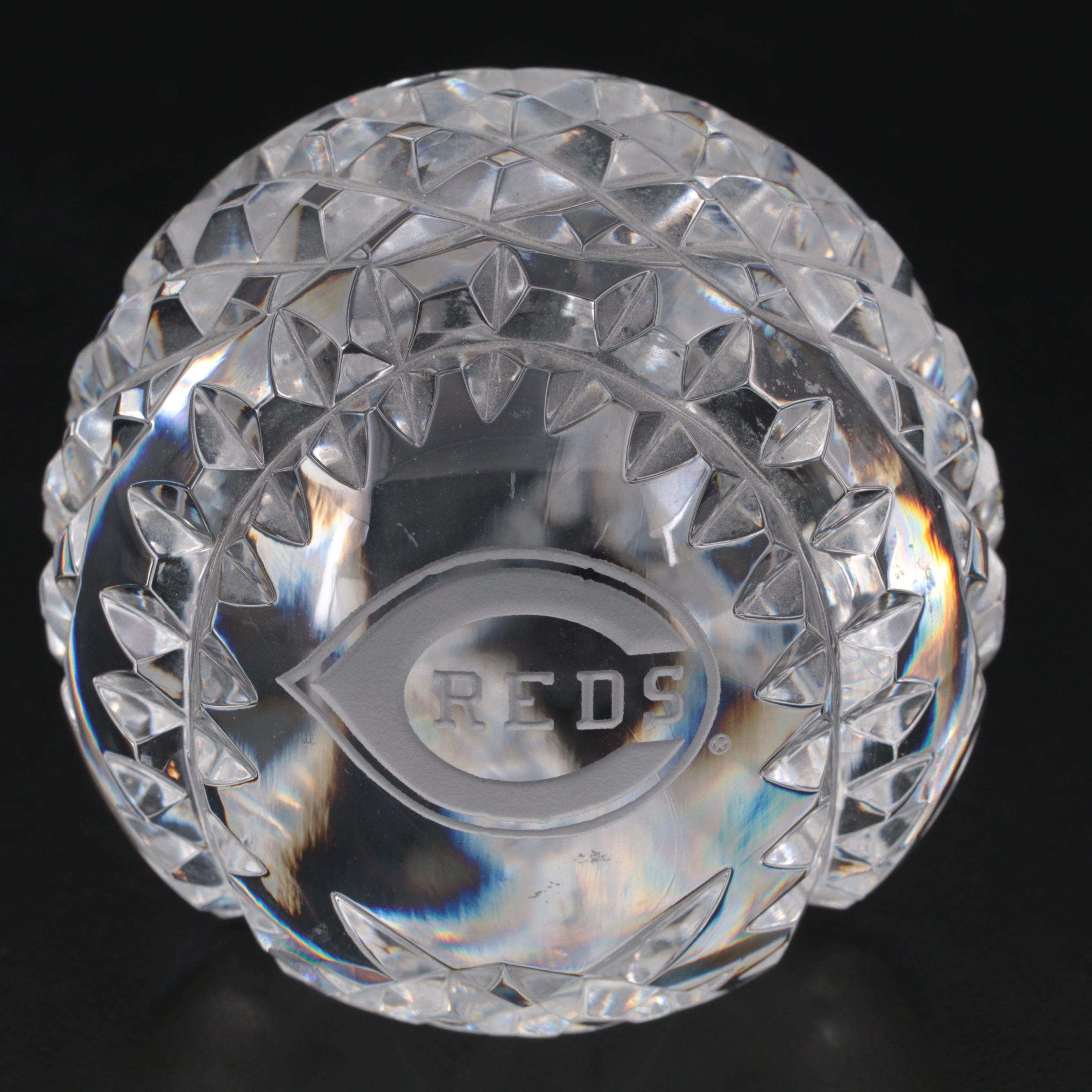 Waterford "Lismore" Crystal Candlesticks with Vase and Baseball Paperweight