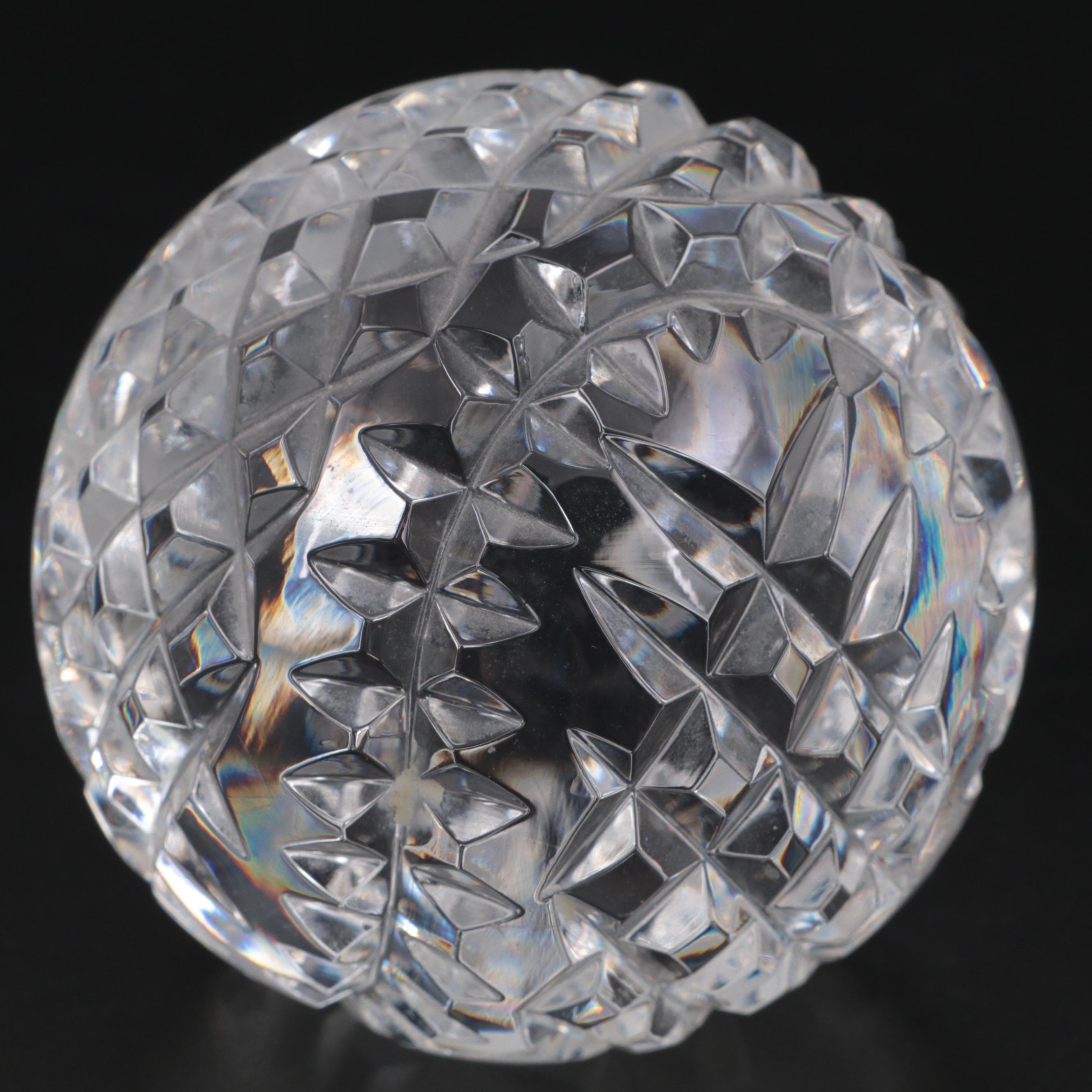 Waterford "Lismore" Crystal Candlesticks with Vase and Baseball Paperweight