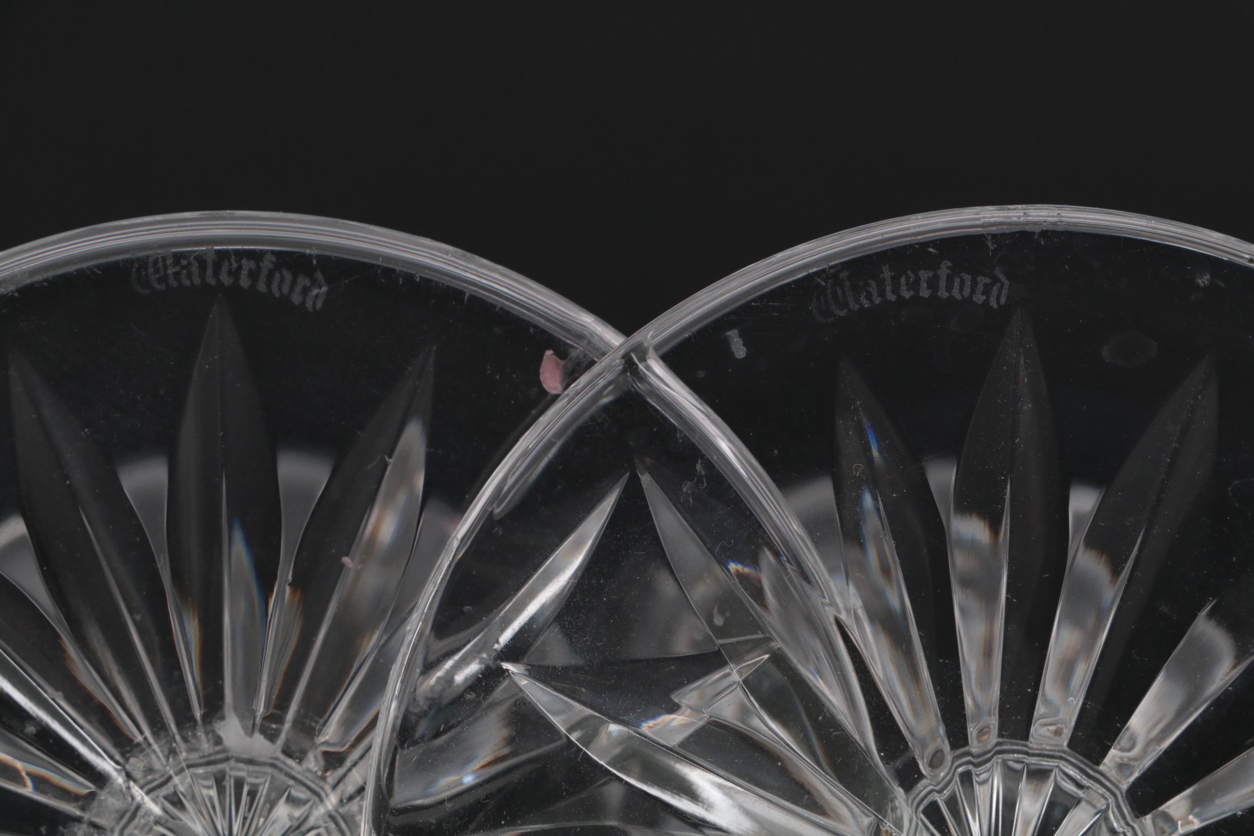 Waterford "Lismore" Crystal Candlesticks with Vase and Baseball Paperweight