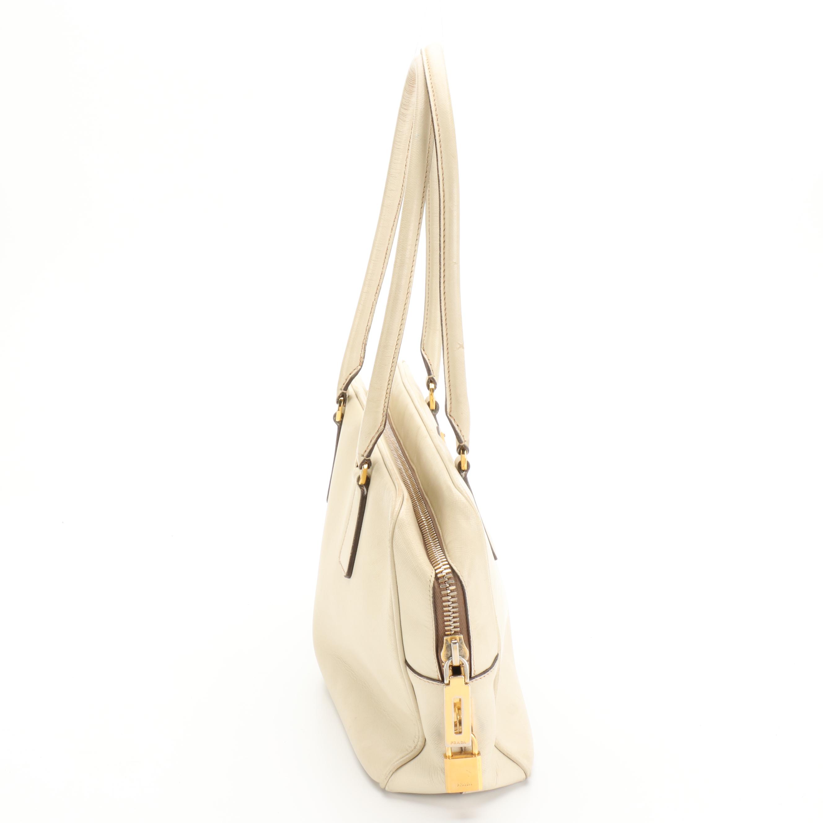 Prada Bauletto Locking Bag in Saffiano Lux Leather
