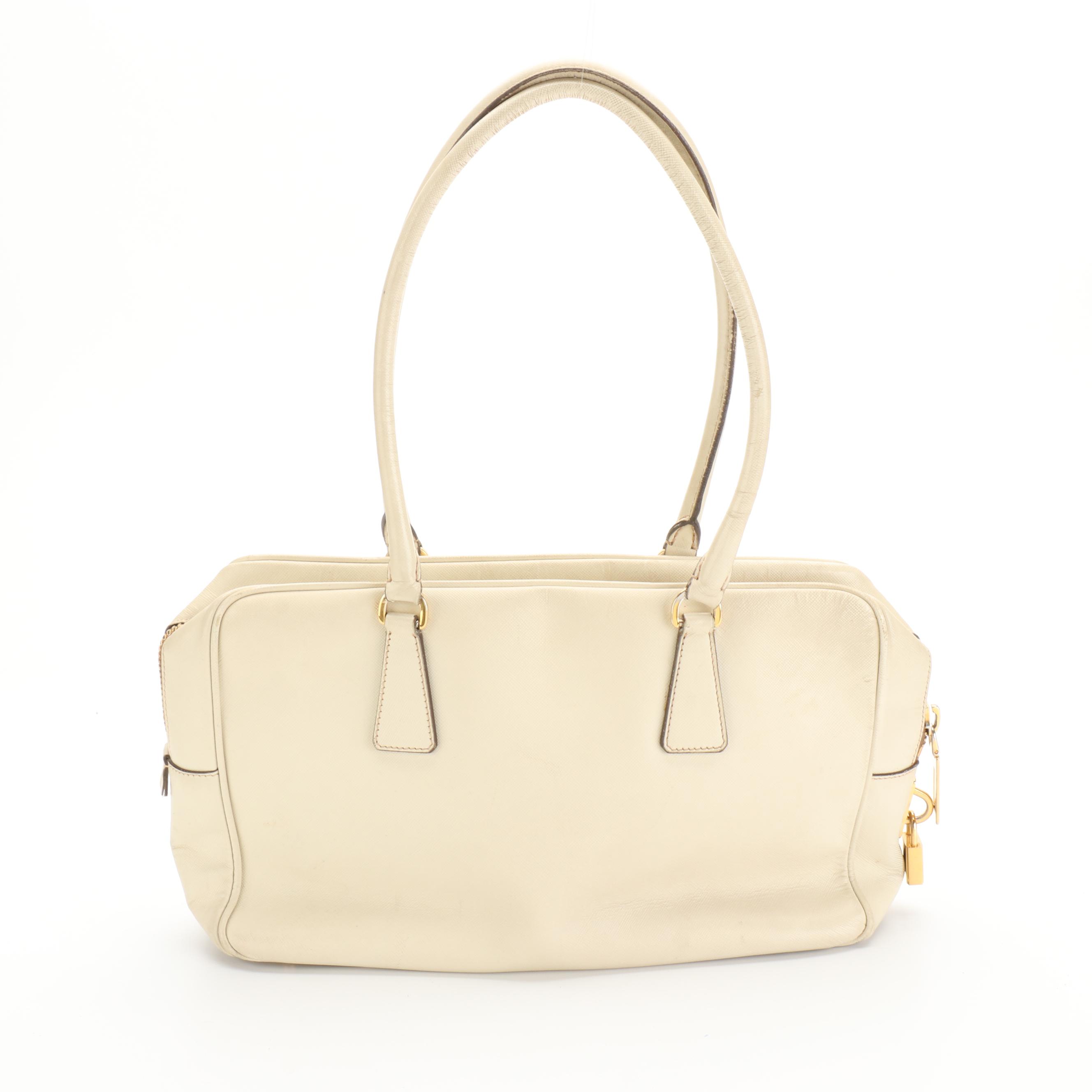 Prada Bauletto Locking Bag in Saffiano Lux Leather