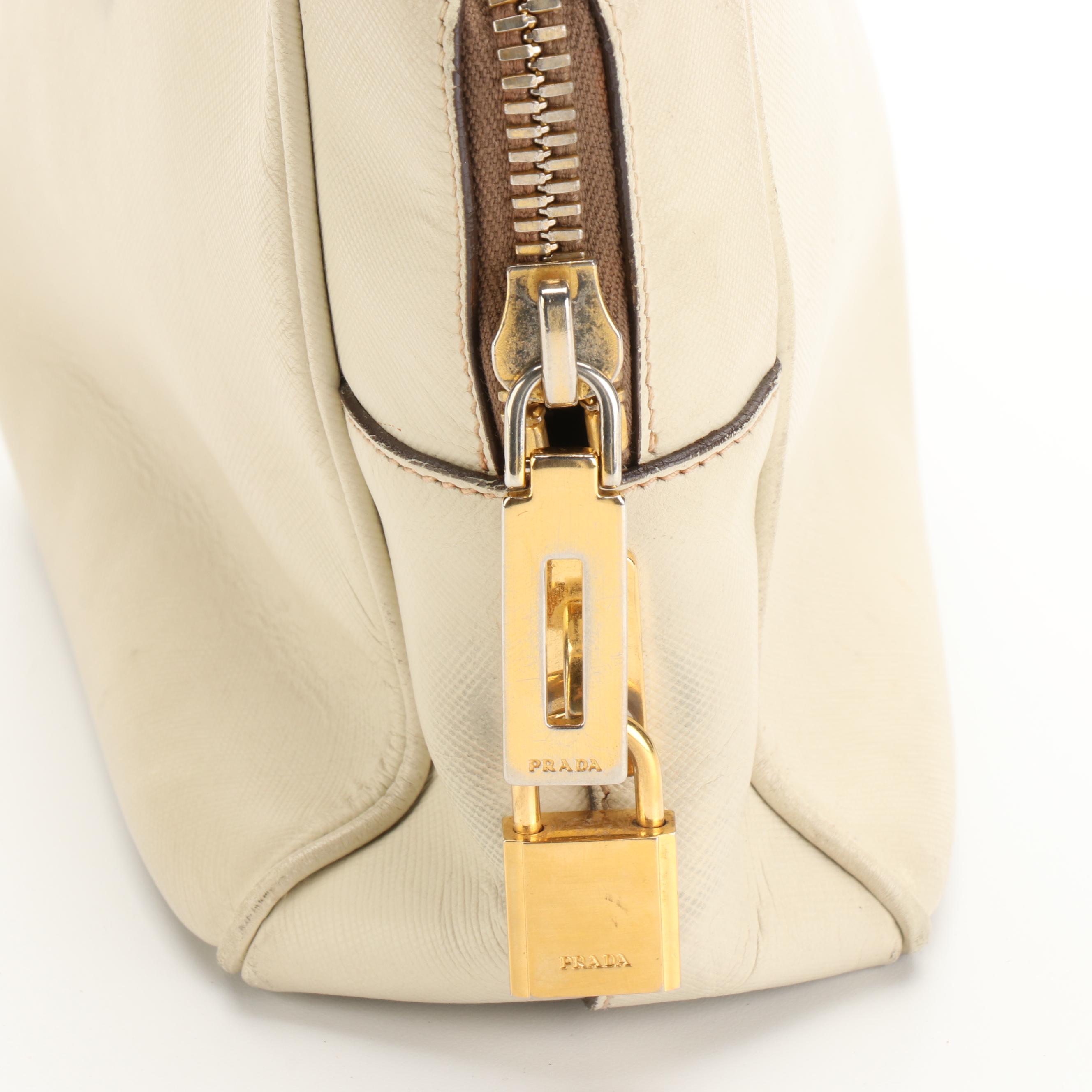 Prada Bauletto Locking Bag in Saffiano Lux Leather