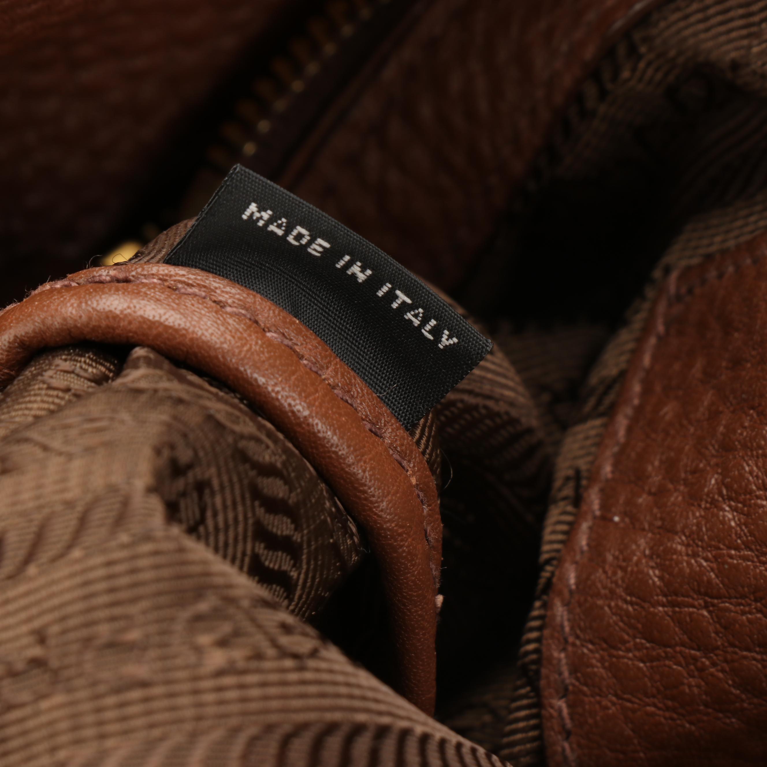 Prada Two-Way Tote in Brown Vitello Daino Leather