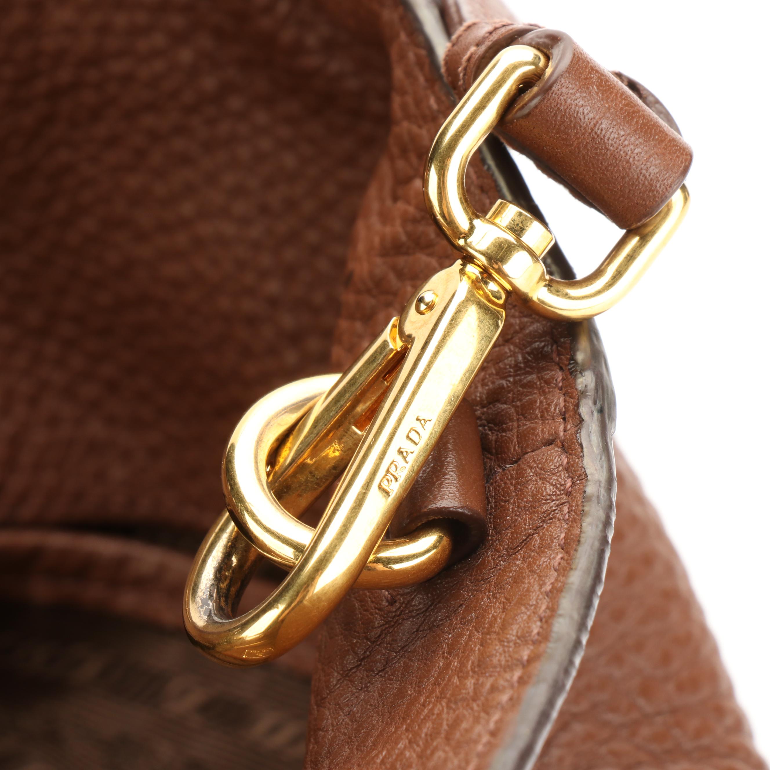 Prada Two-Way Tote in Brown Vitello Daino Leather