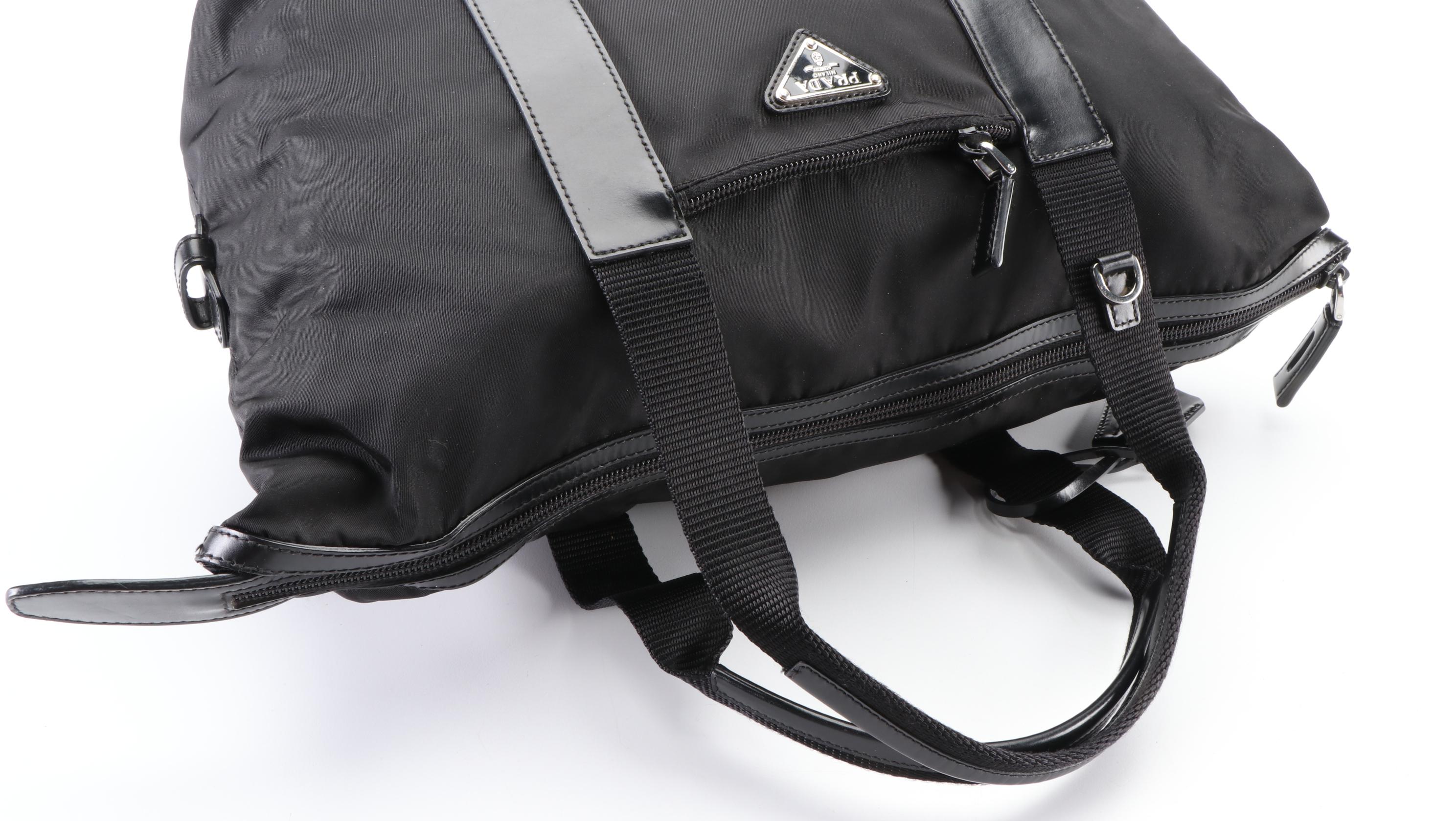 Prada Nylon and Leather Two-Way Tote