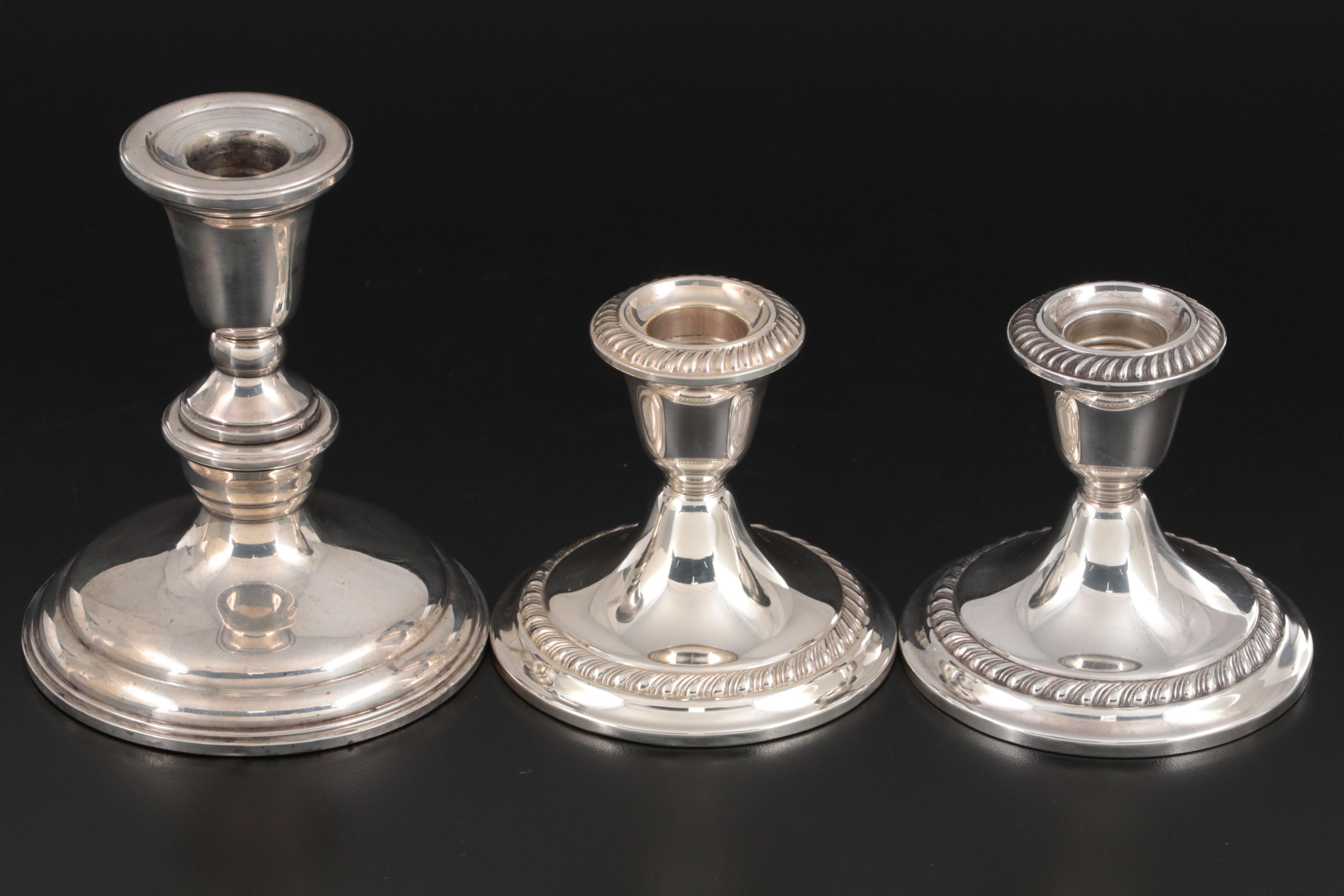 Gorham and Preisner Sterling Silver Weighted Candlesticks,