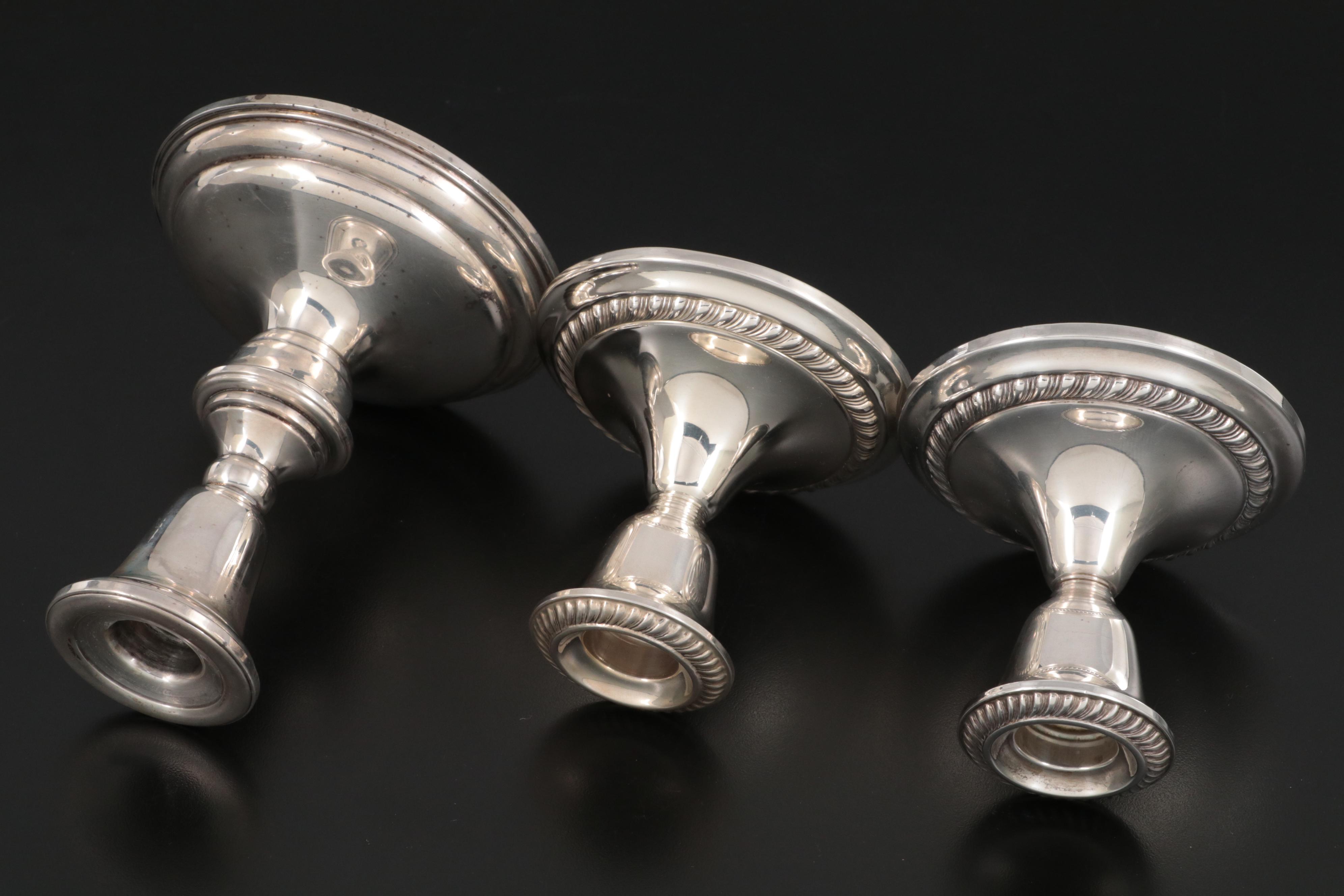 Gorham and Preisner Sterling Silver Weighted Candlesticks,