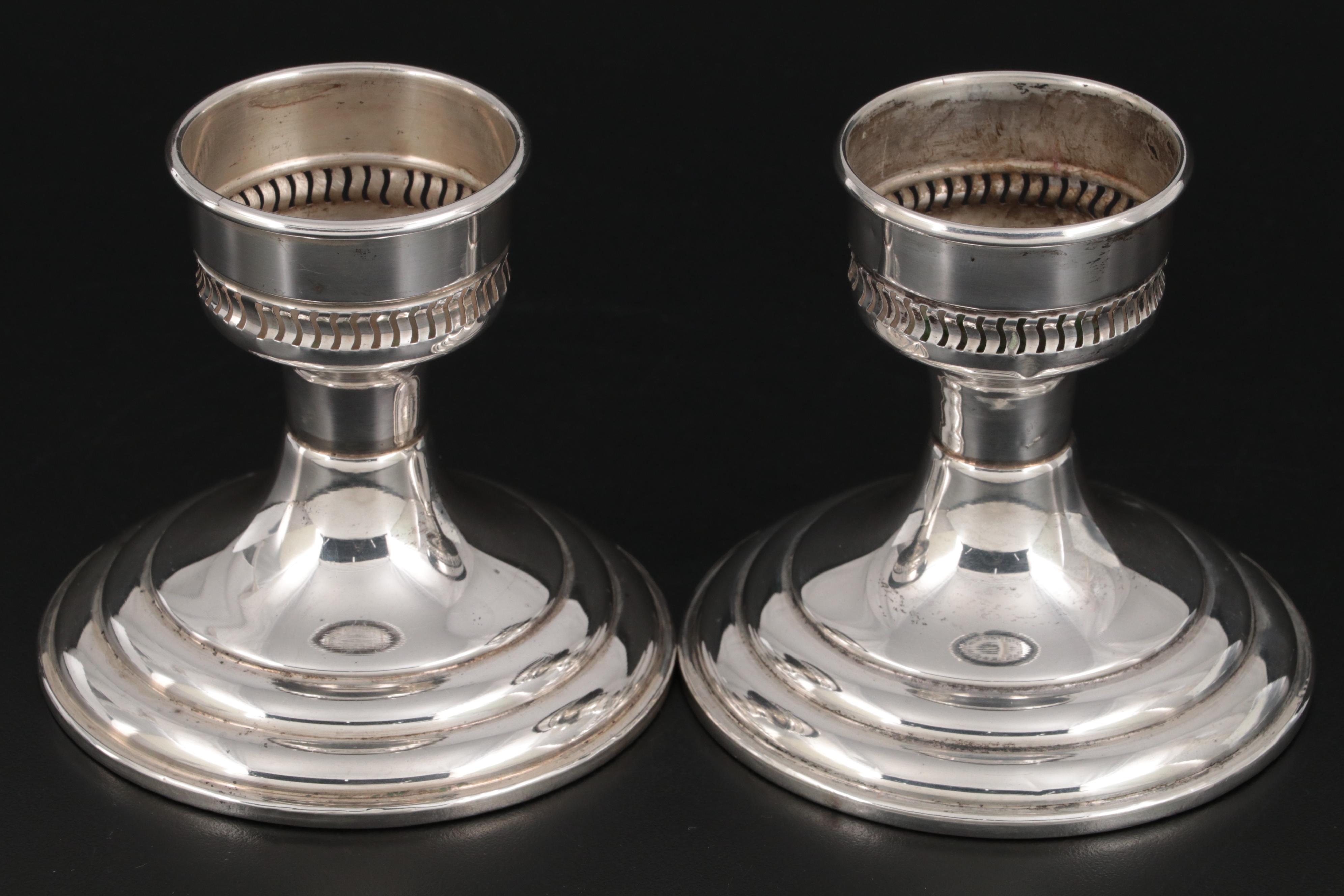 Gorham and Preisner Sterling Silver Weighted Candlesticks,
