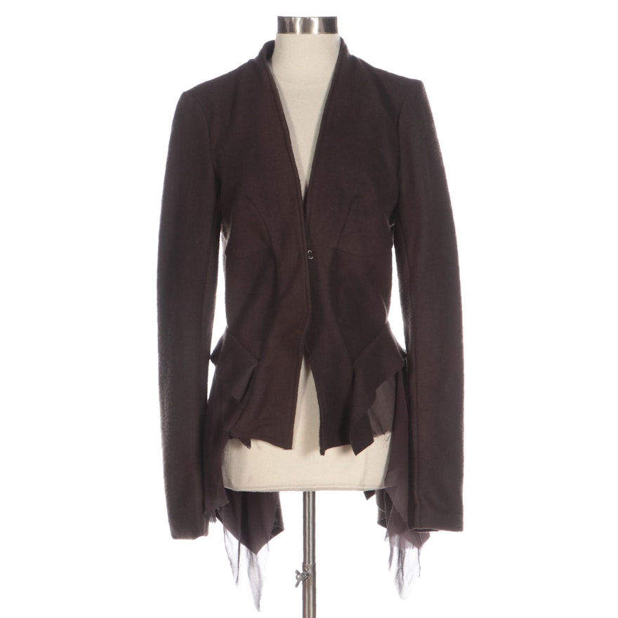 GRAI Wool Blend Jacket with Draped Silk Detail