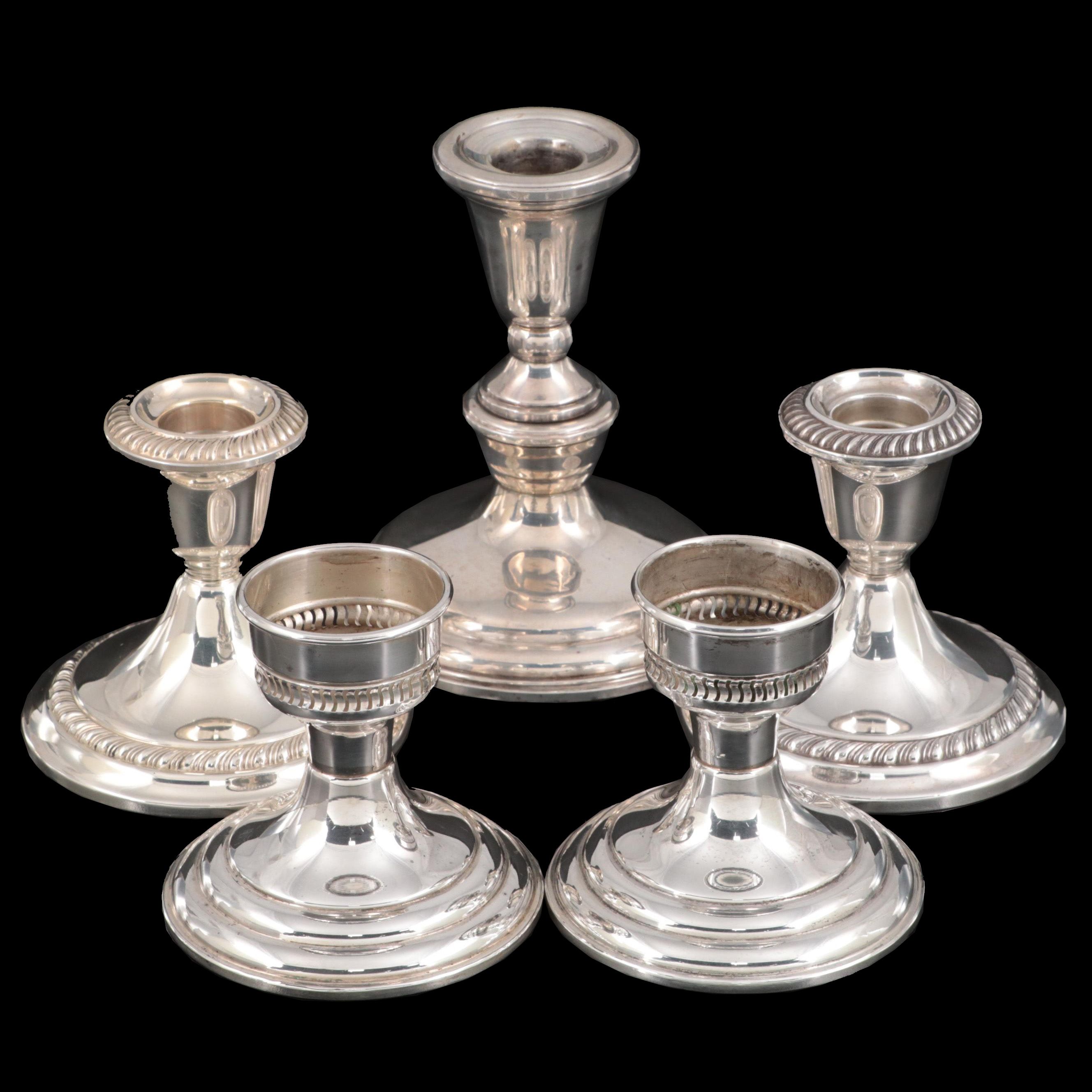 Gorham and Preisner Sterling Silver Weighted Candlesticks,