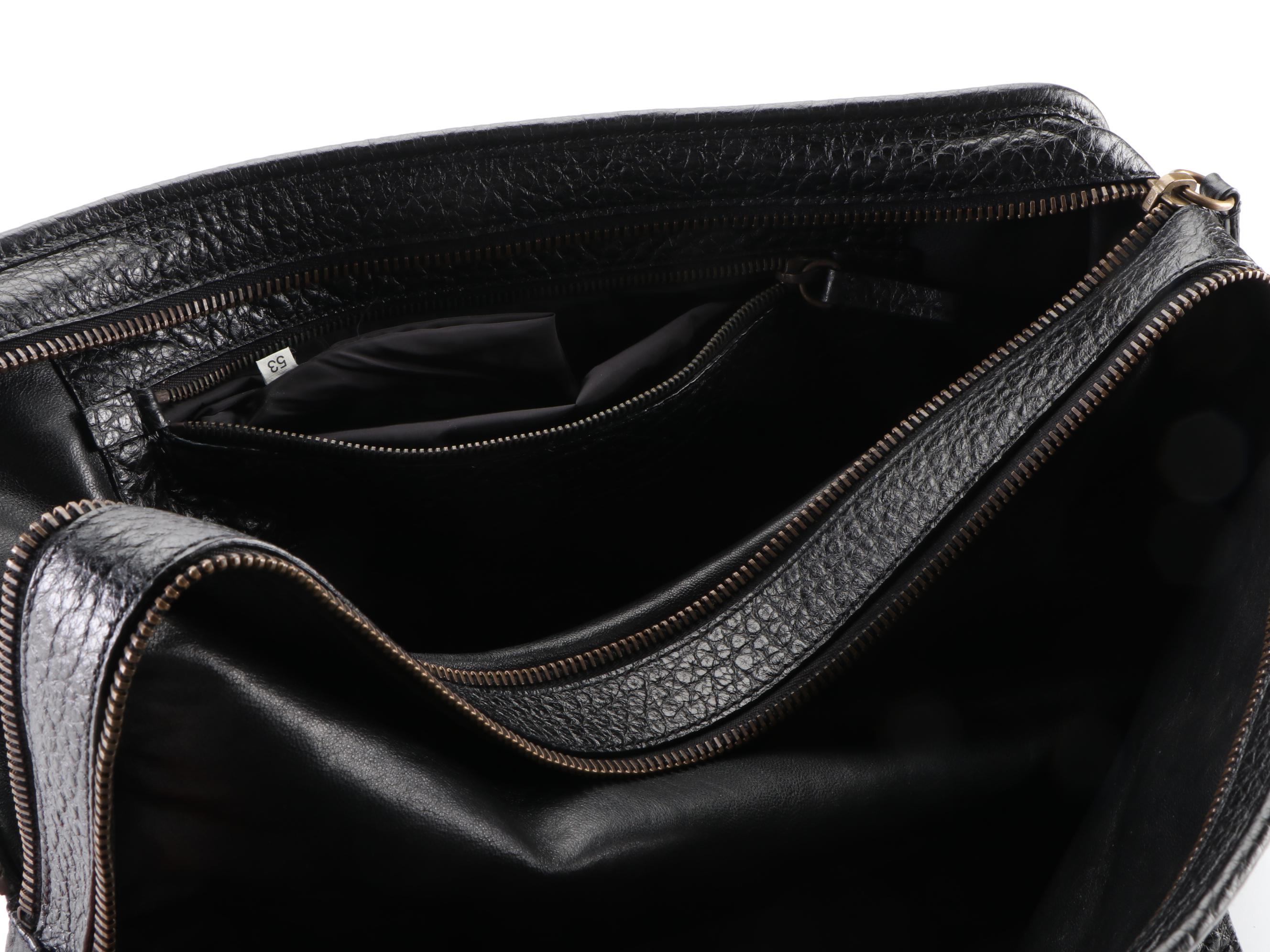 Prada Zippered Compartment Bag in Black Grained Leather