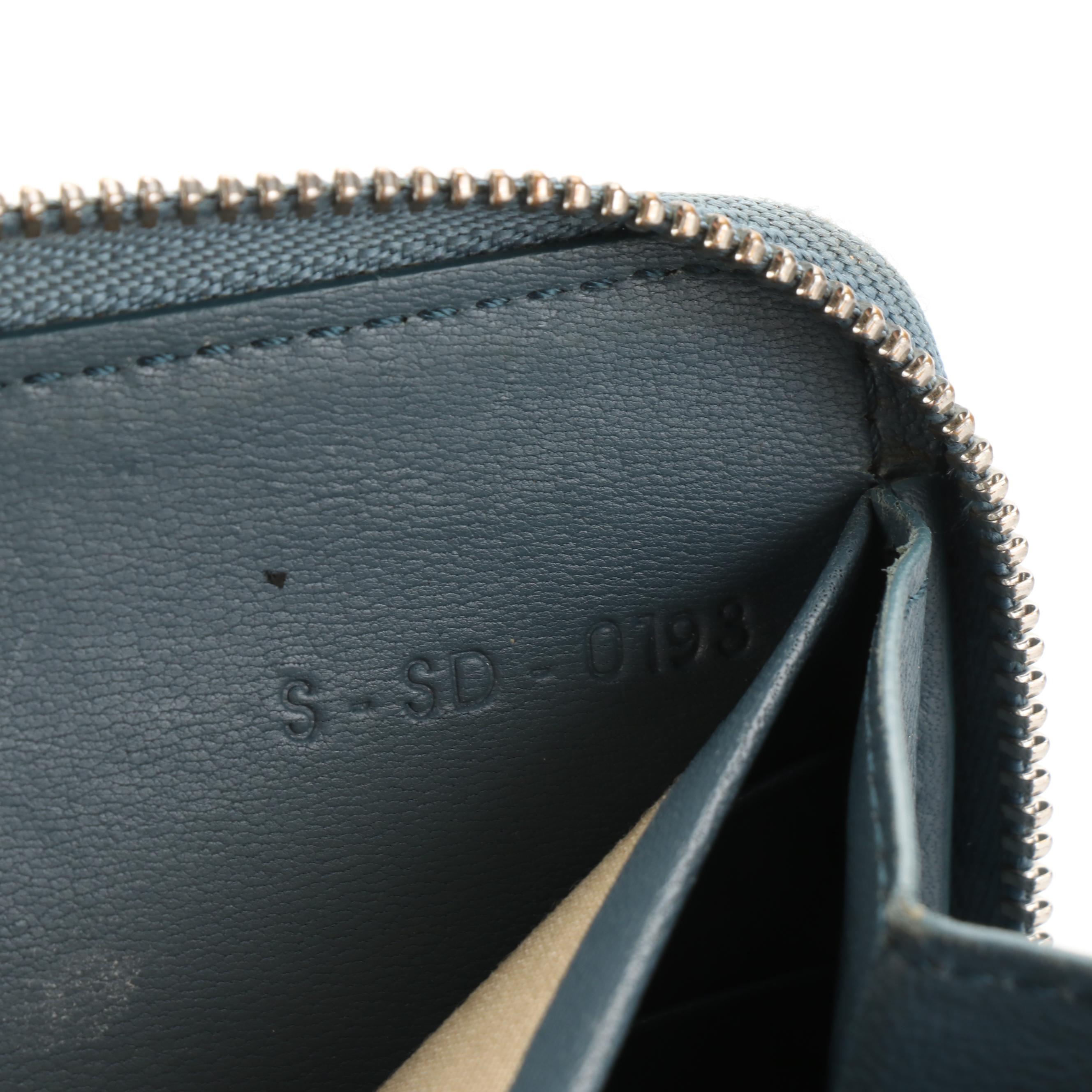 Céline Zip-Around Wallet in Light Blue Grained Leather with Box