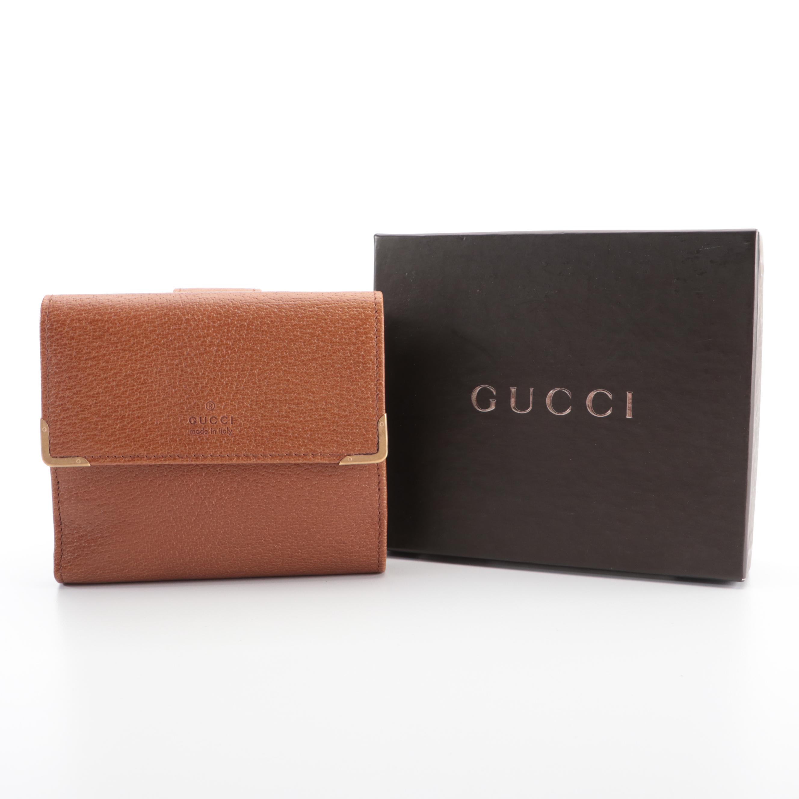 Gucci Brown Cinghiale Leather Wallet with Box