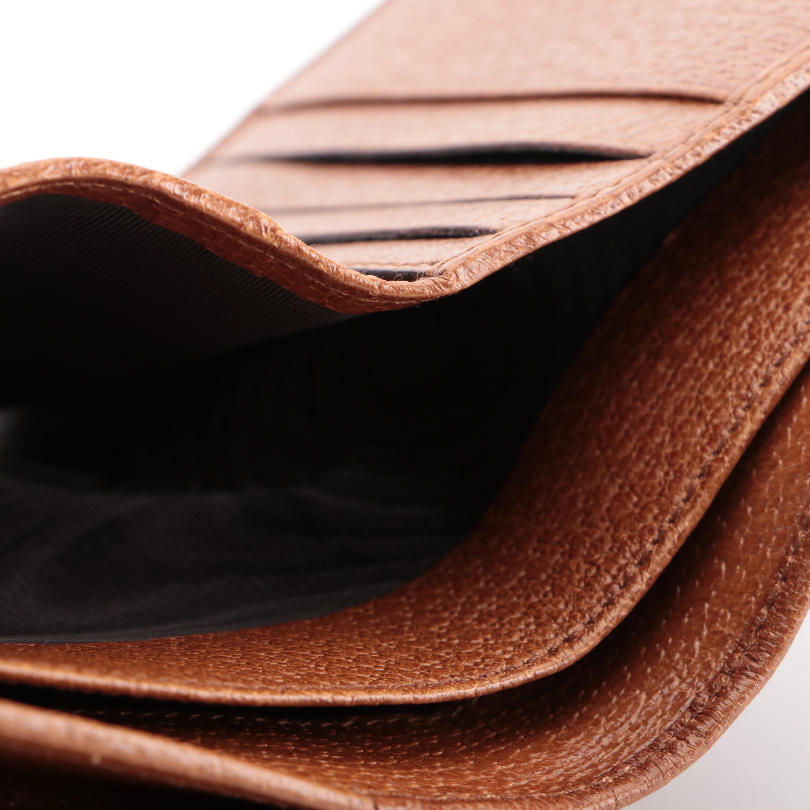 Gucci Brown Cinghiale Leather Wallet with Box