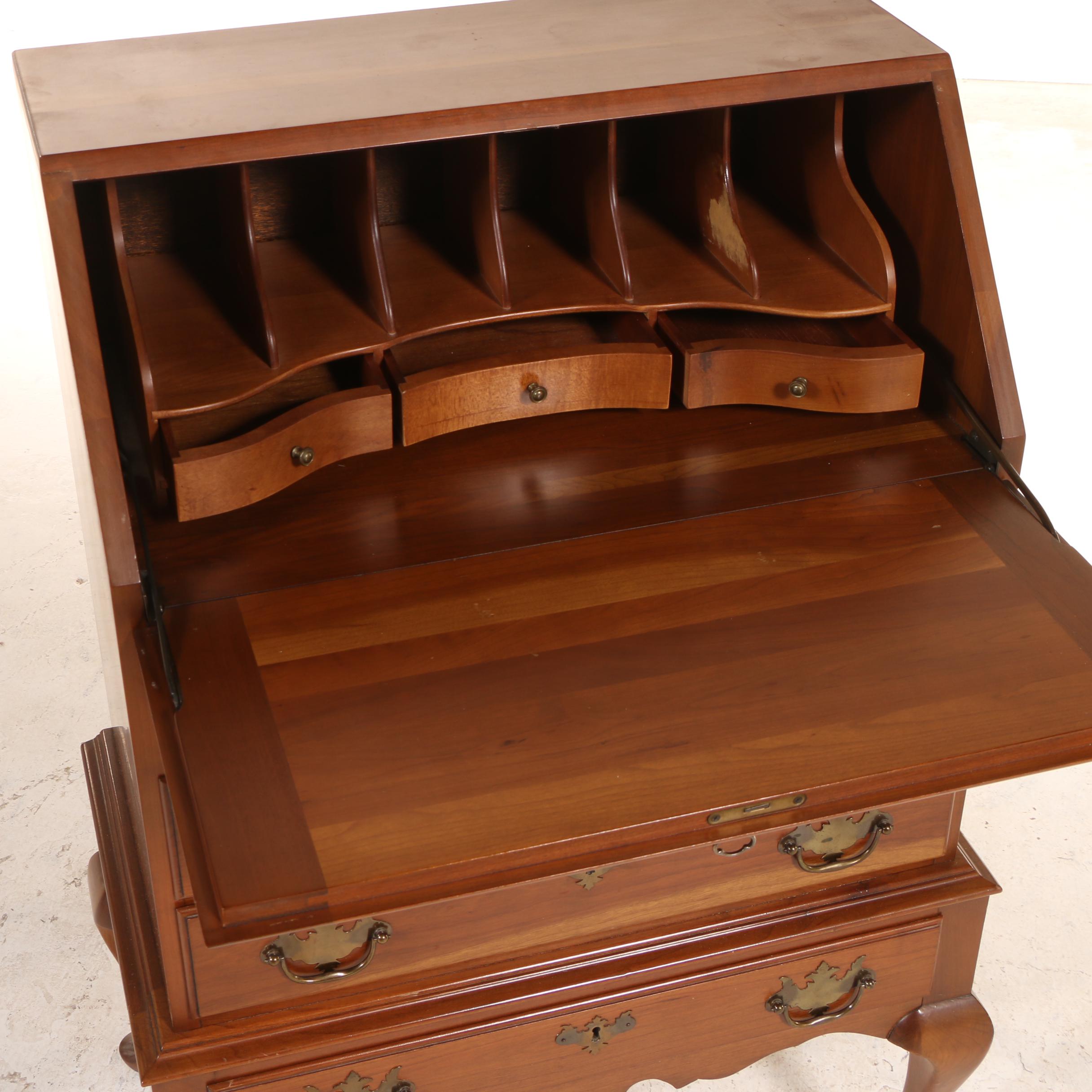 Taylor Jamestown Queen Anne Style Cherrywood Slant-Front Desk, Late 20th Century