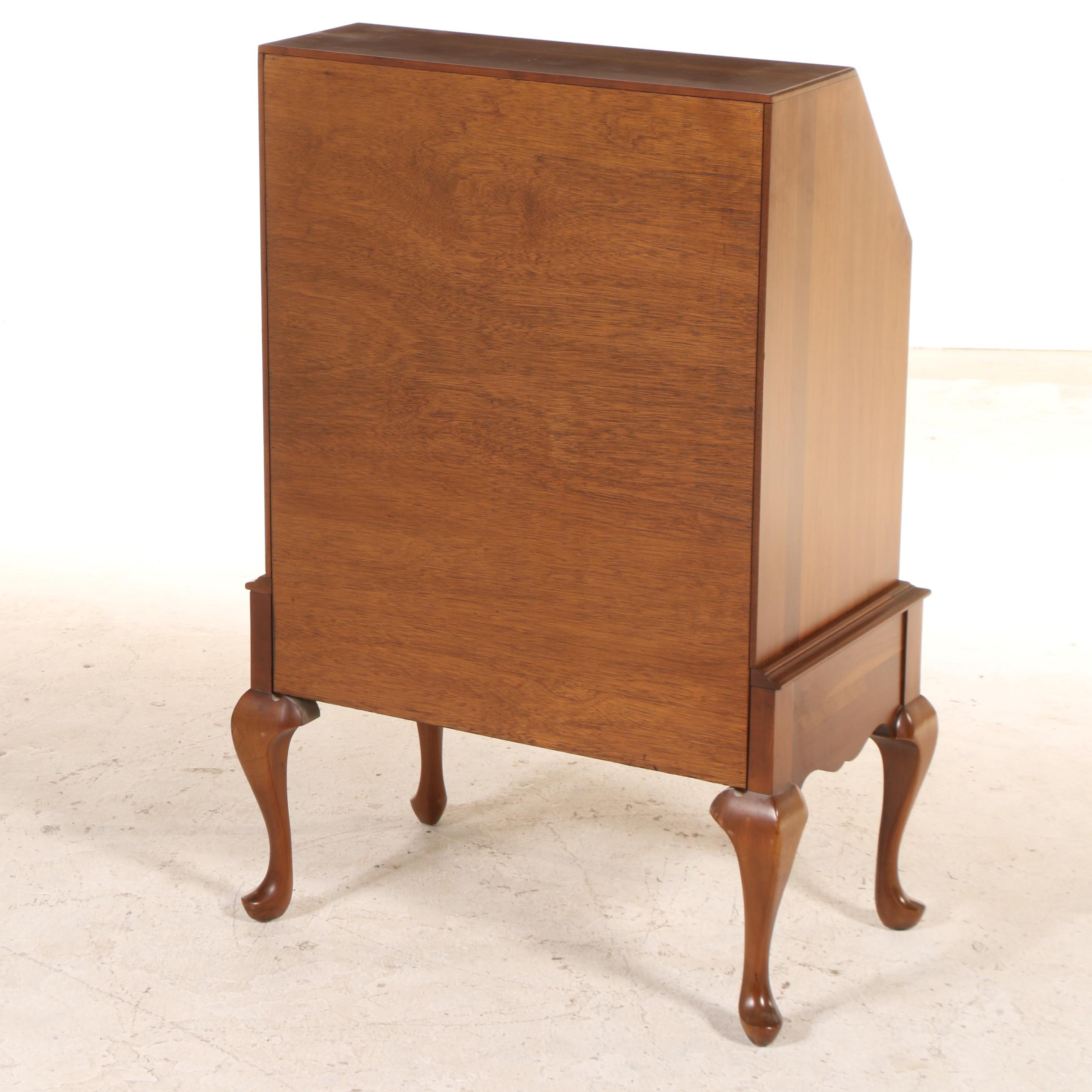 Taylor Jamestown Queen Anne Style Cherrywood Slant-Front Desk, Late 20th Century