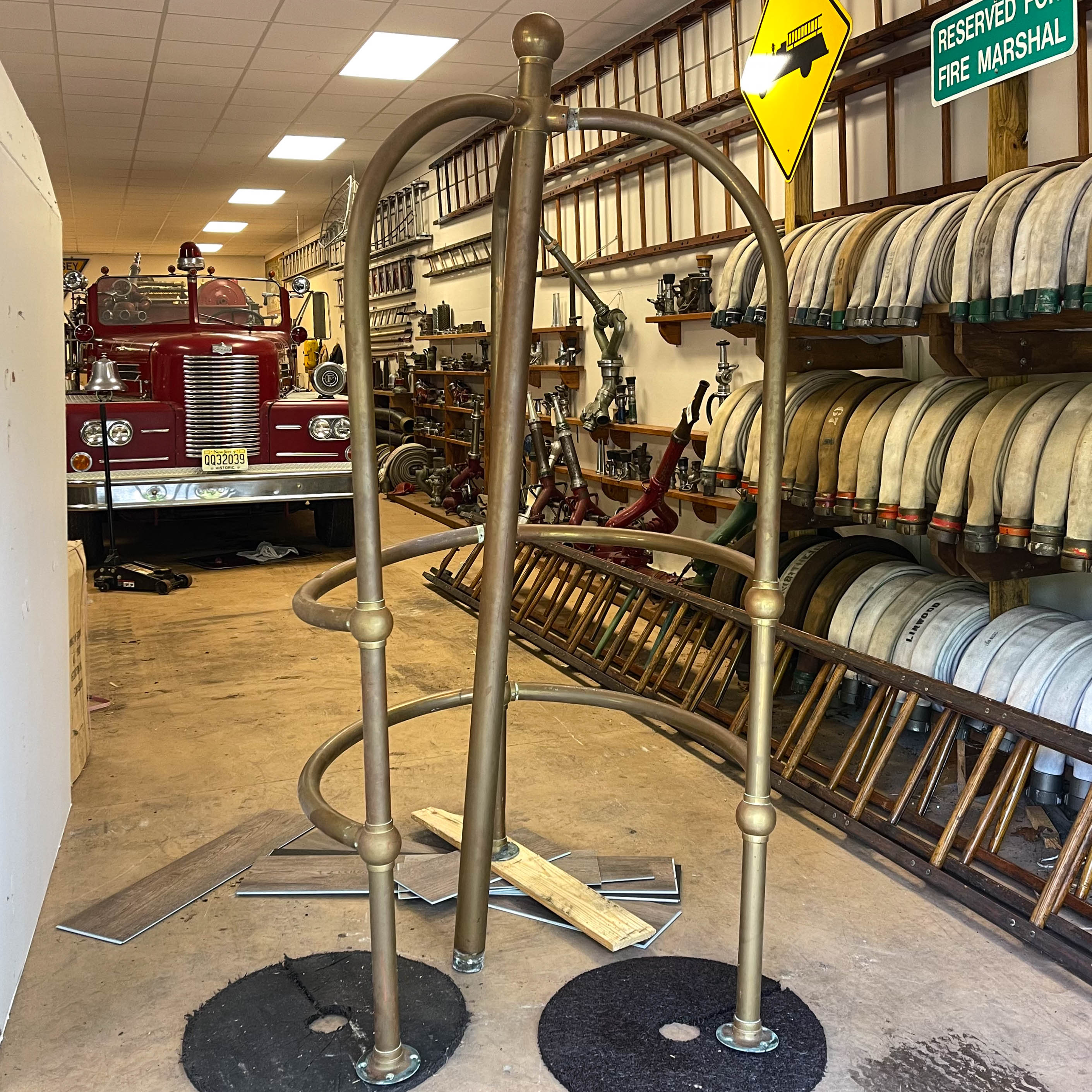 Brass Fire Cage with Fireman's Pole