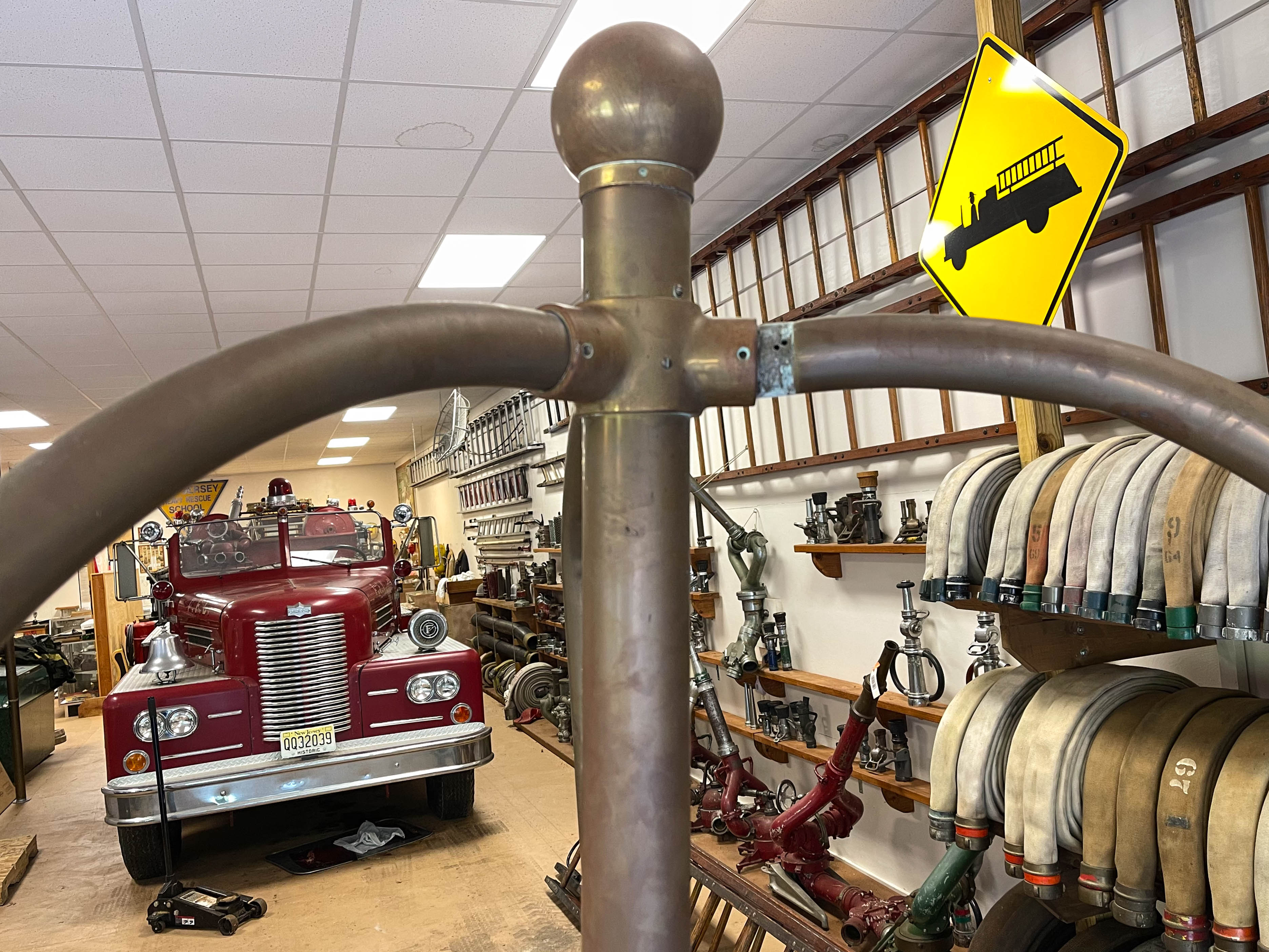 Brass Fire Cage with Fireman's Pole