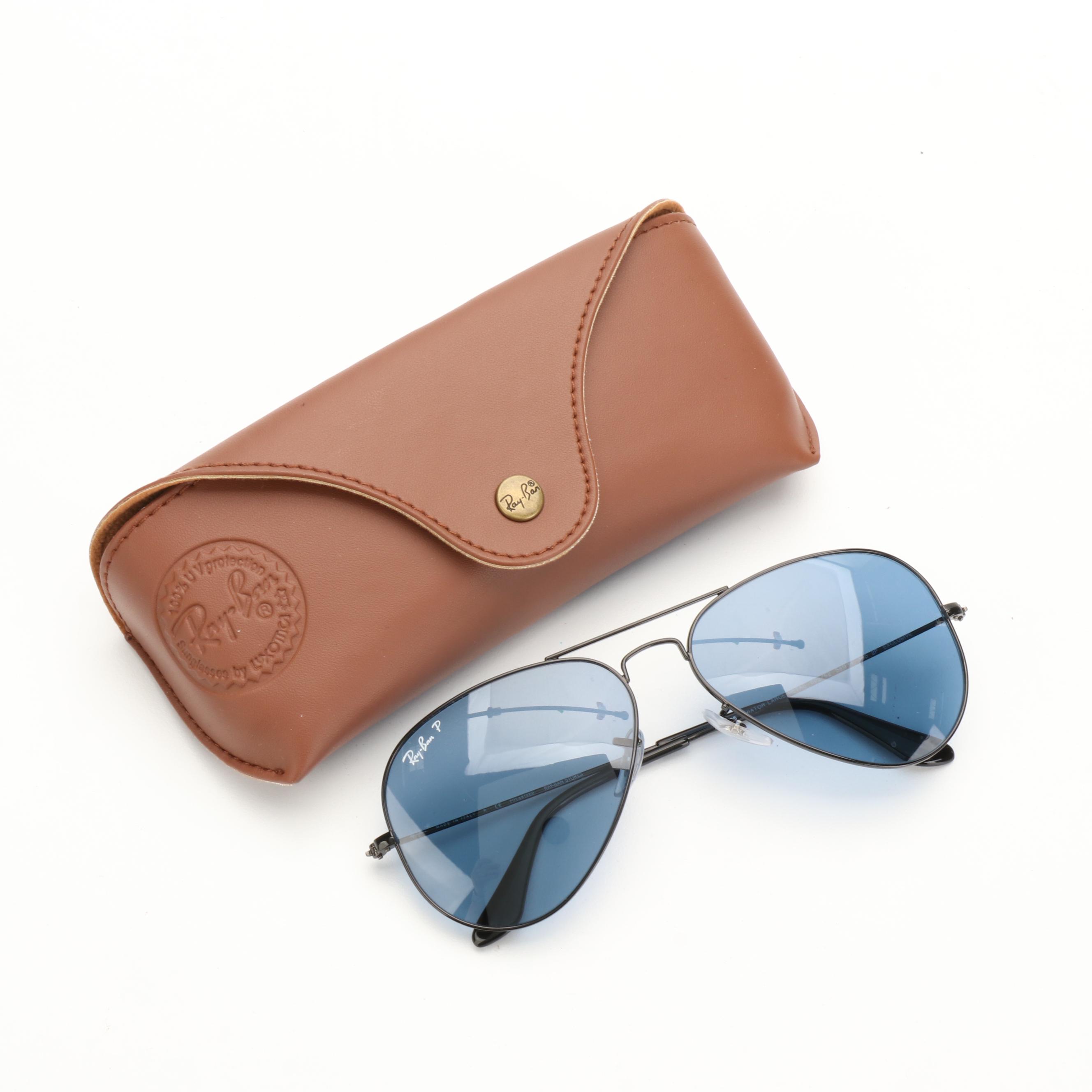 Ray-Ban RB3025 Aviator Large Metal Polarized Sunglasses with Case