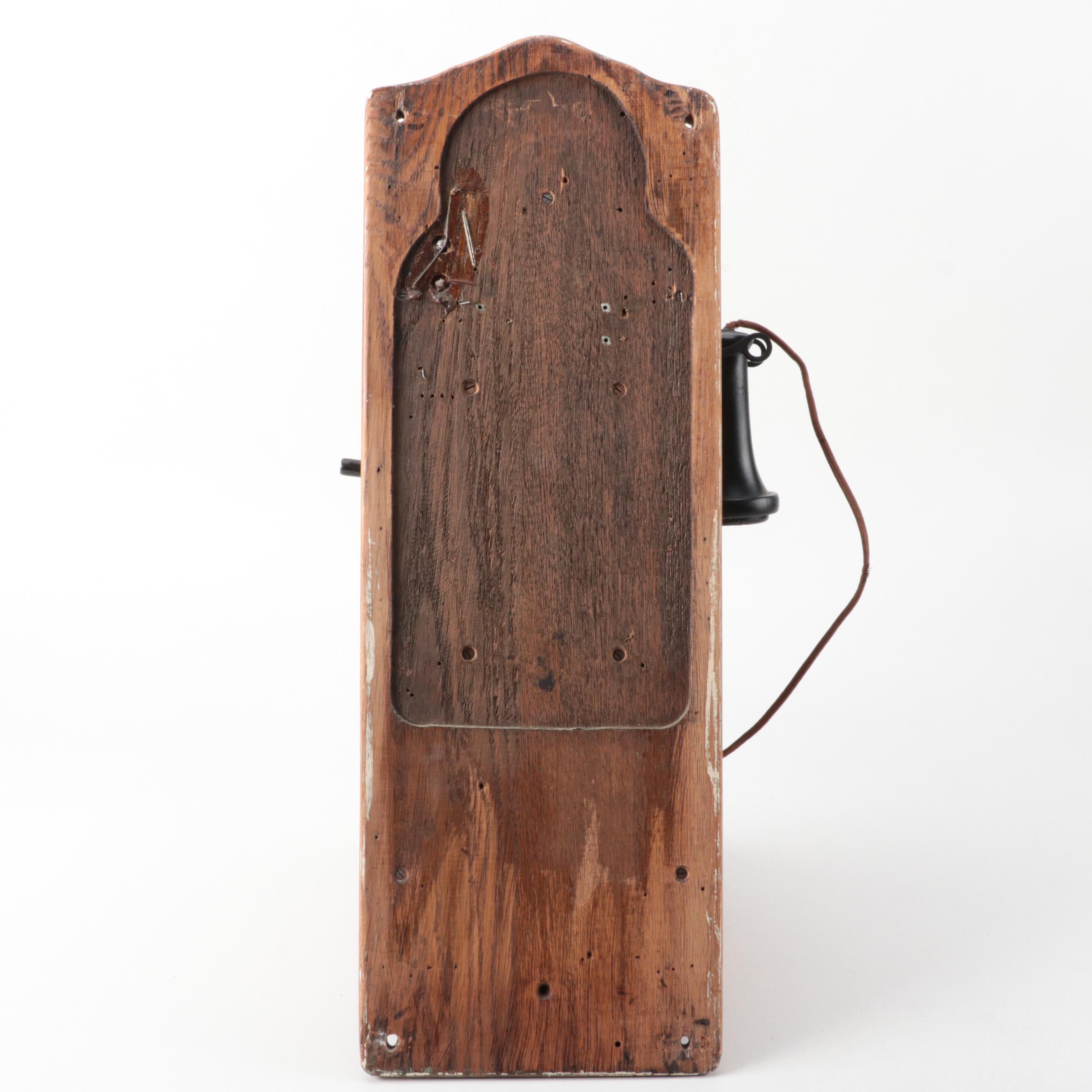 Chicago Telephone Supply Co. Oak Case Wall Phone, Early 20th Century