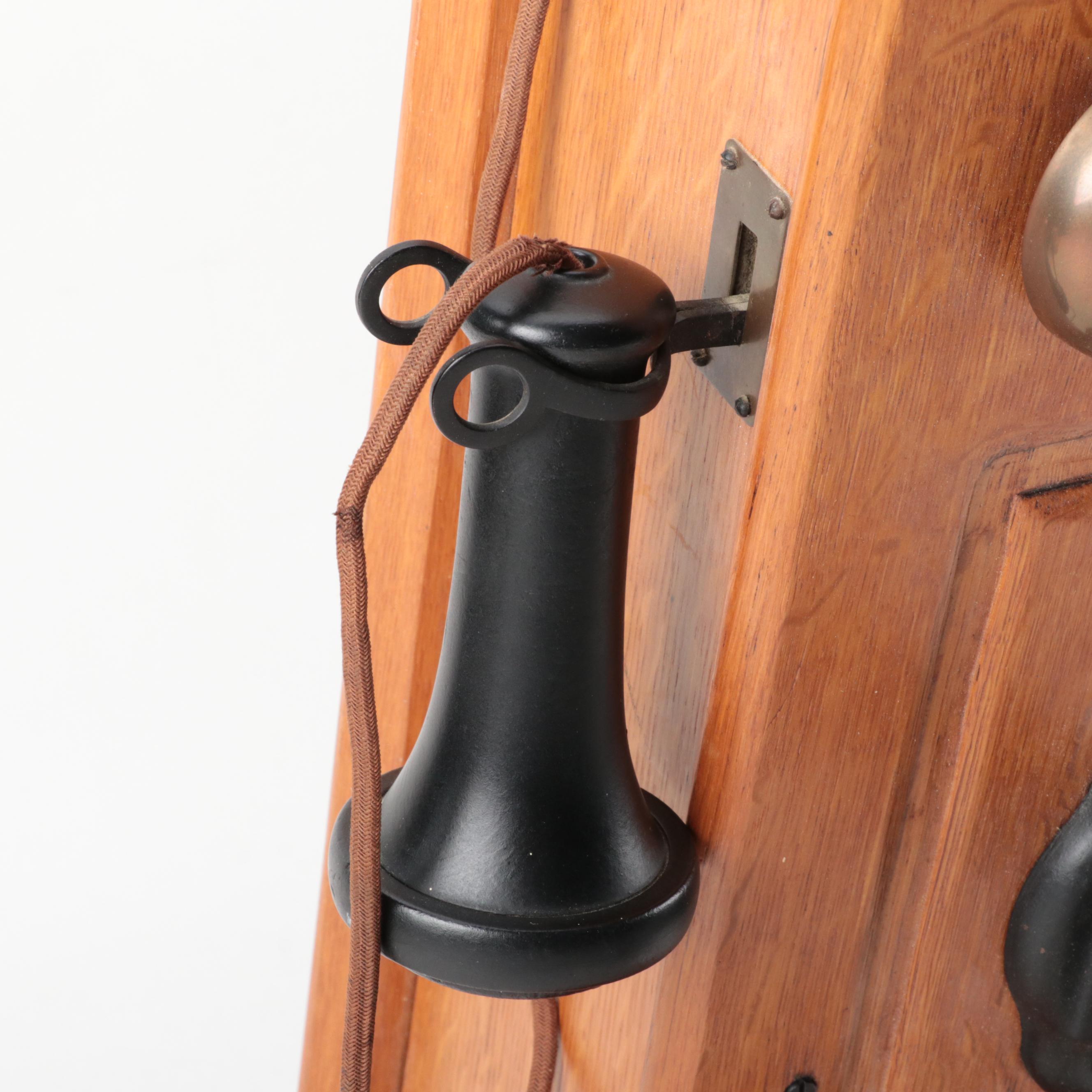 Chicago Telephone Supply Co. Oak Case Wall Phone, Early 20th Century