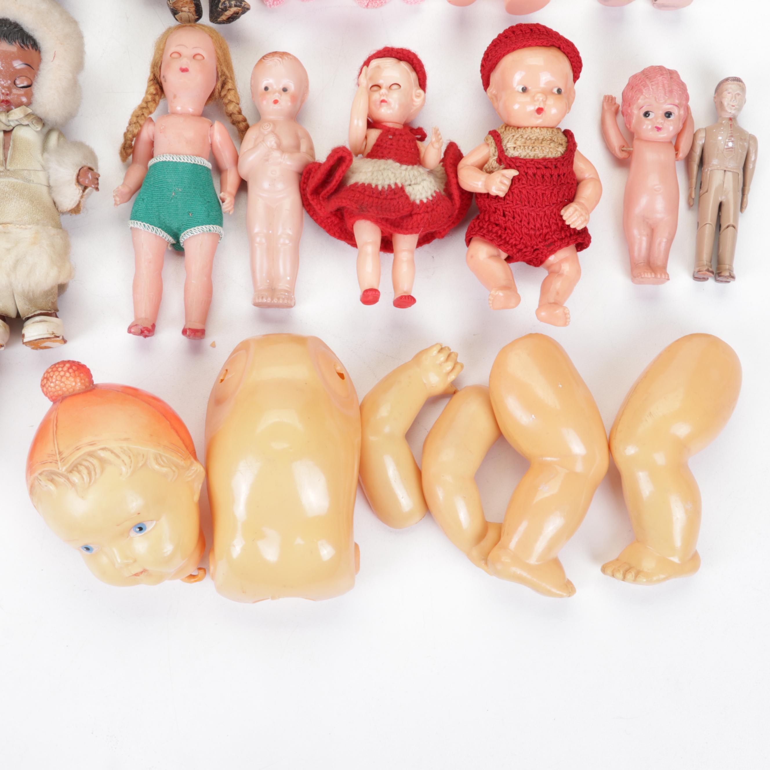 Knickerbocker Kewpie with Other Plastic and Celluloid Dolls, Mid-20th Century