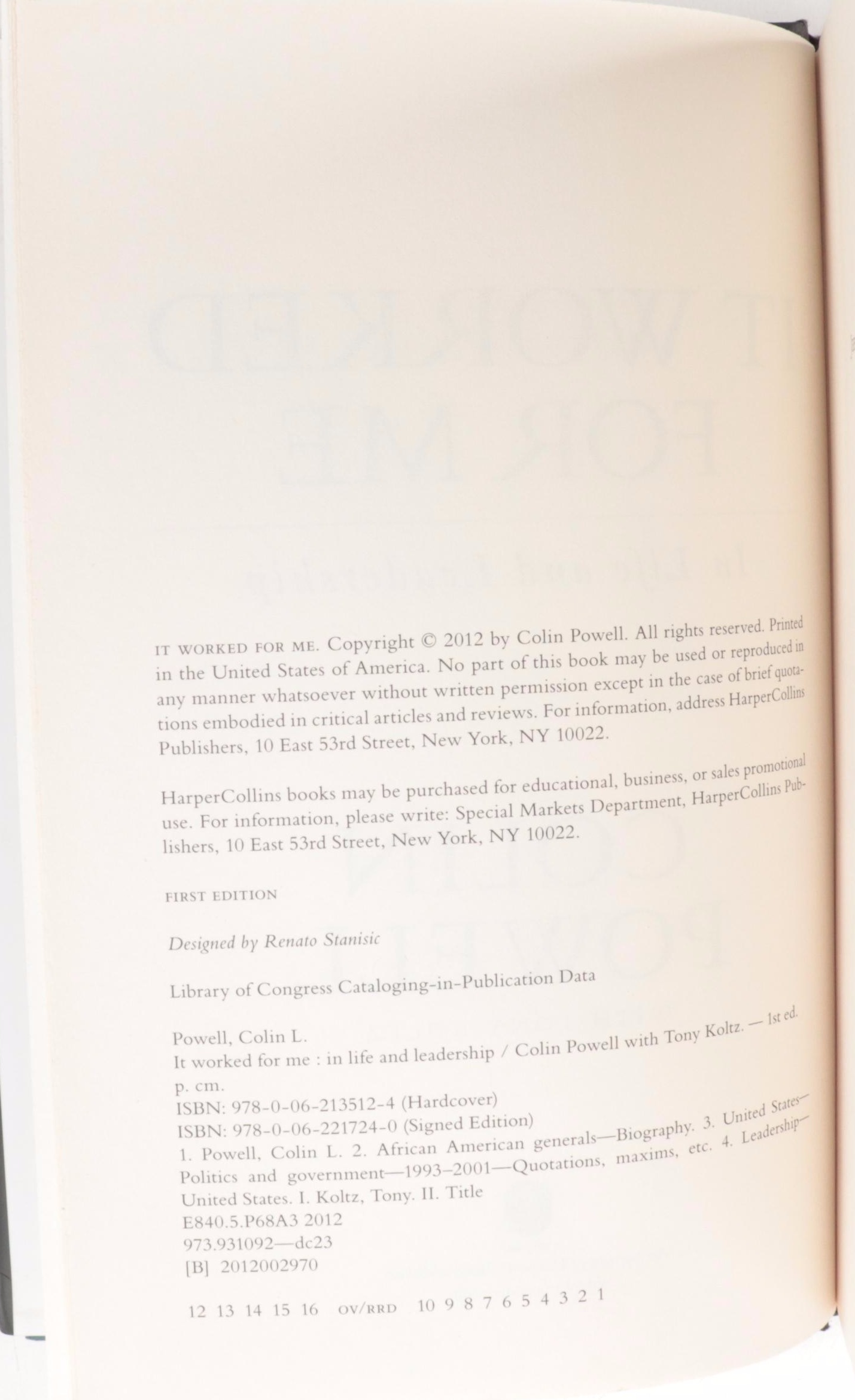 Signed First Edition "It Worked For Me" by Colin Powell and Other Signed Books