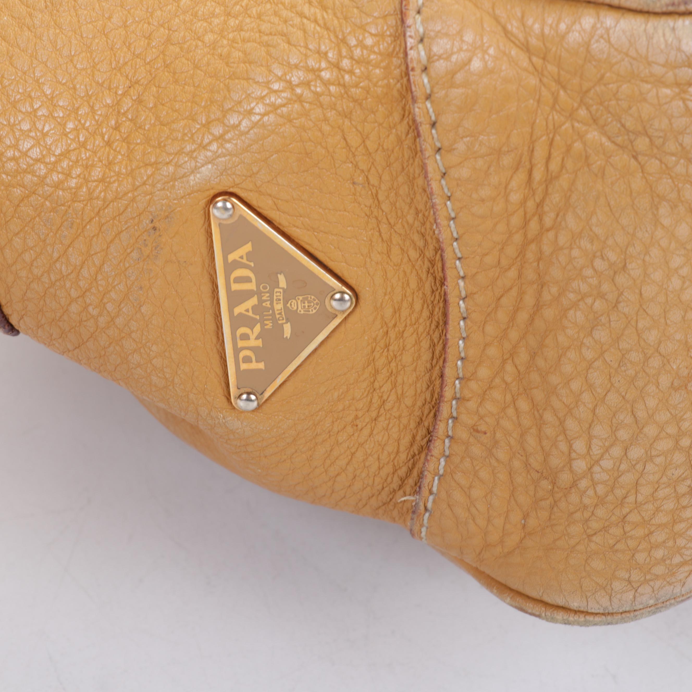 Prada Tan Vitello Daino Leather Shoulder Bag