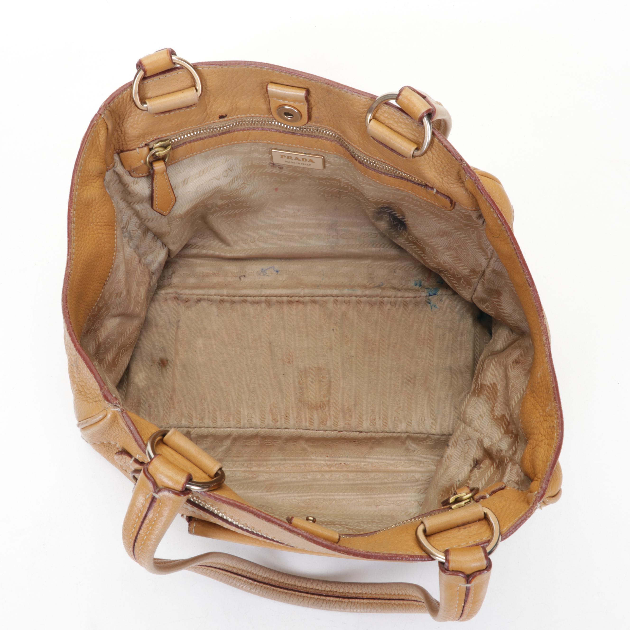 Prada Tan Vitello Daino Leather Shoulder Bag