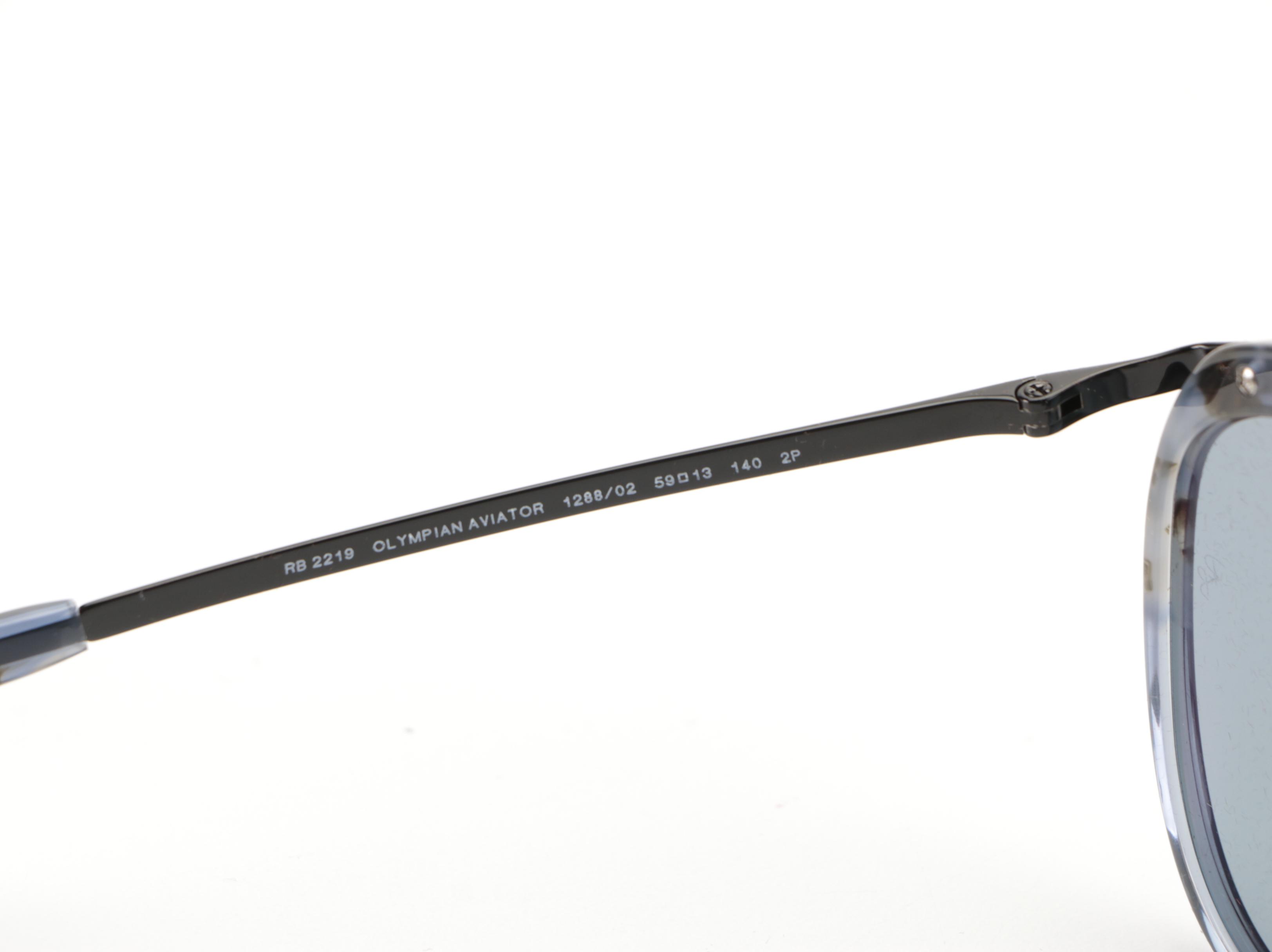 Ray-Ban RB2219 Olympian Aviator Blue Havana Polarized Sunglasses with Case & Box