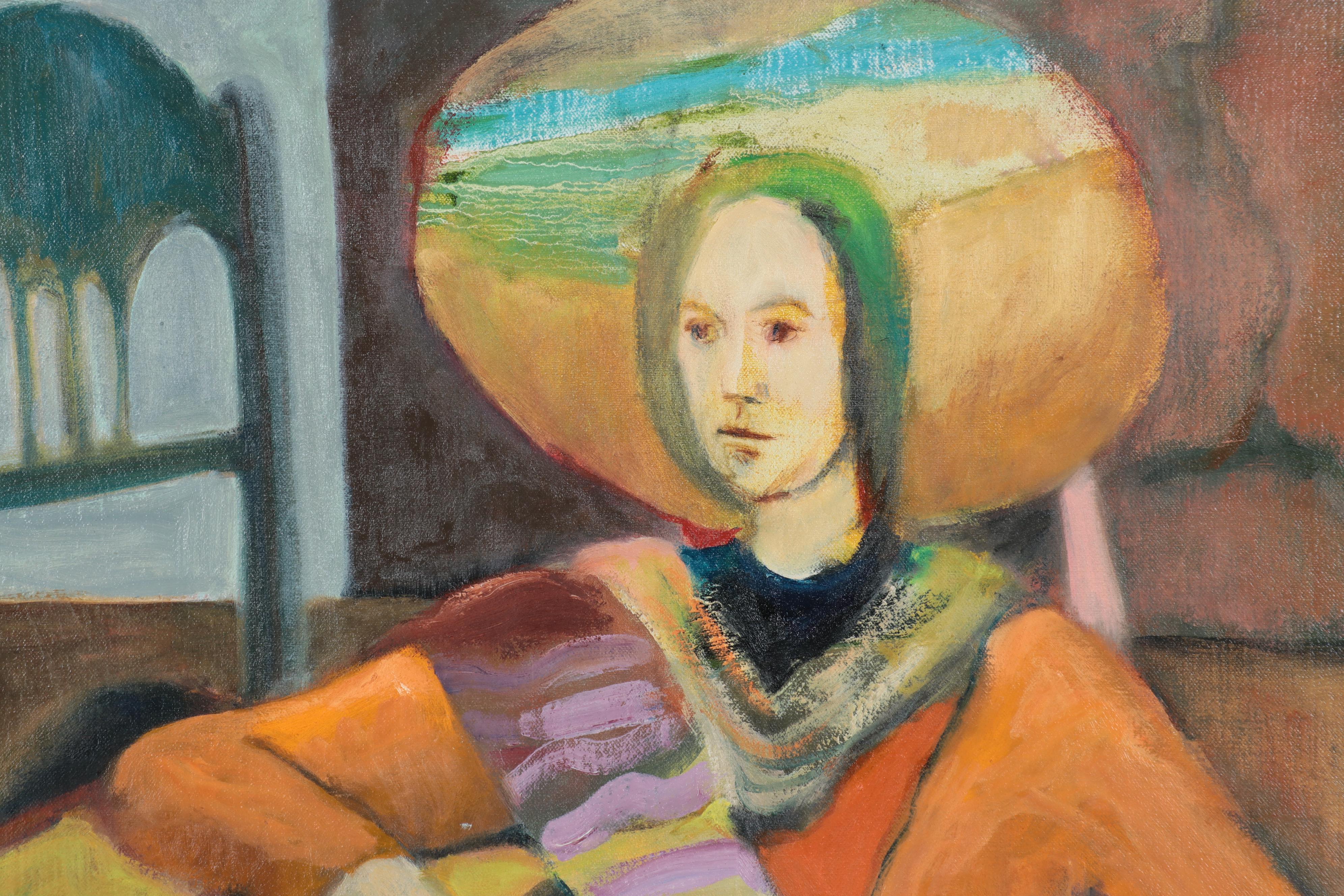 Marion Maas Figural Oil Painting, Circa 1985